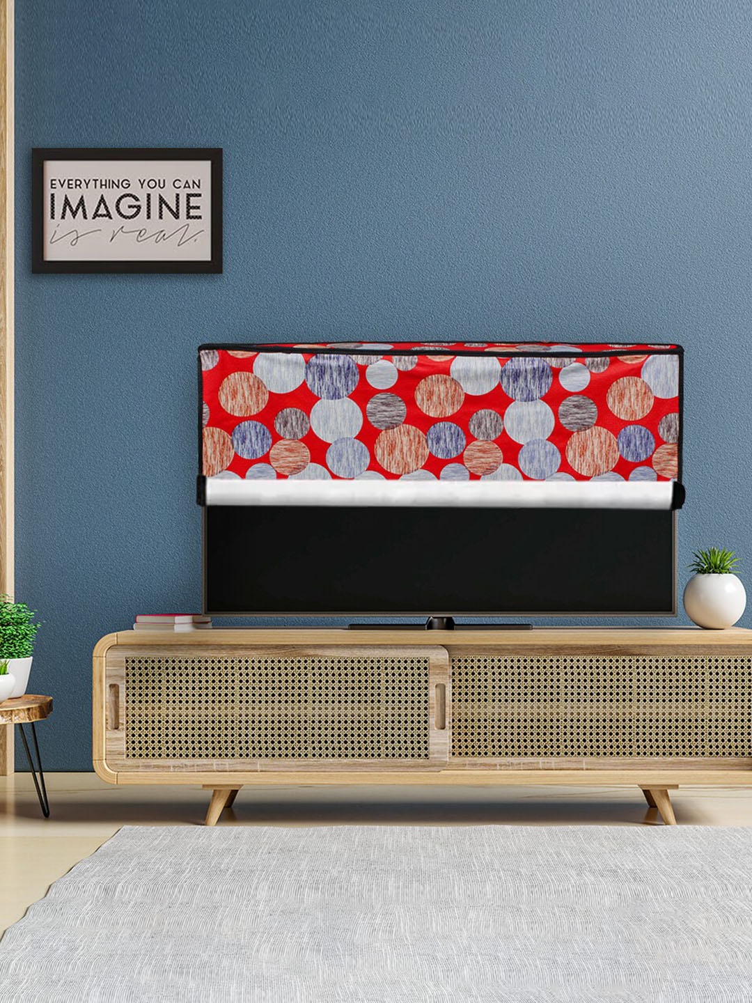 

DREAM CARE Red & White Printed PVC Waterproof LED TV Cover 49 Inch
