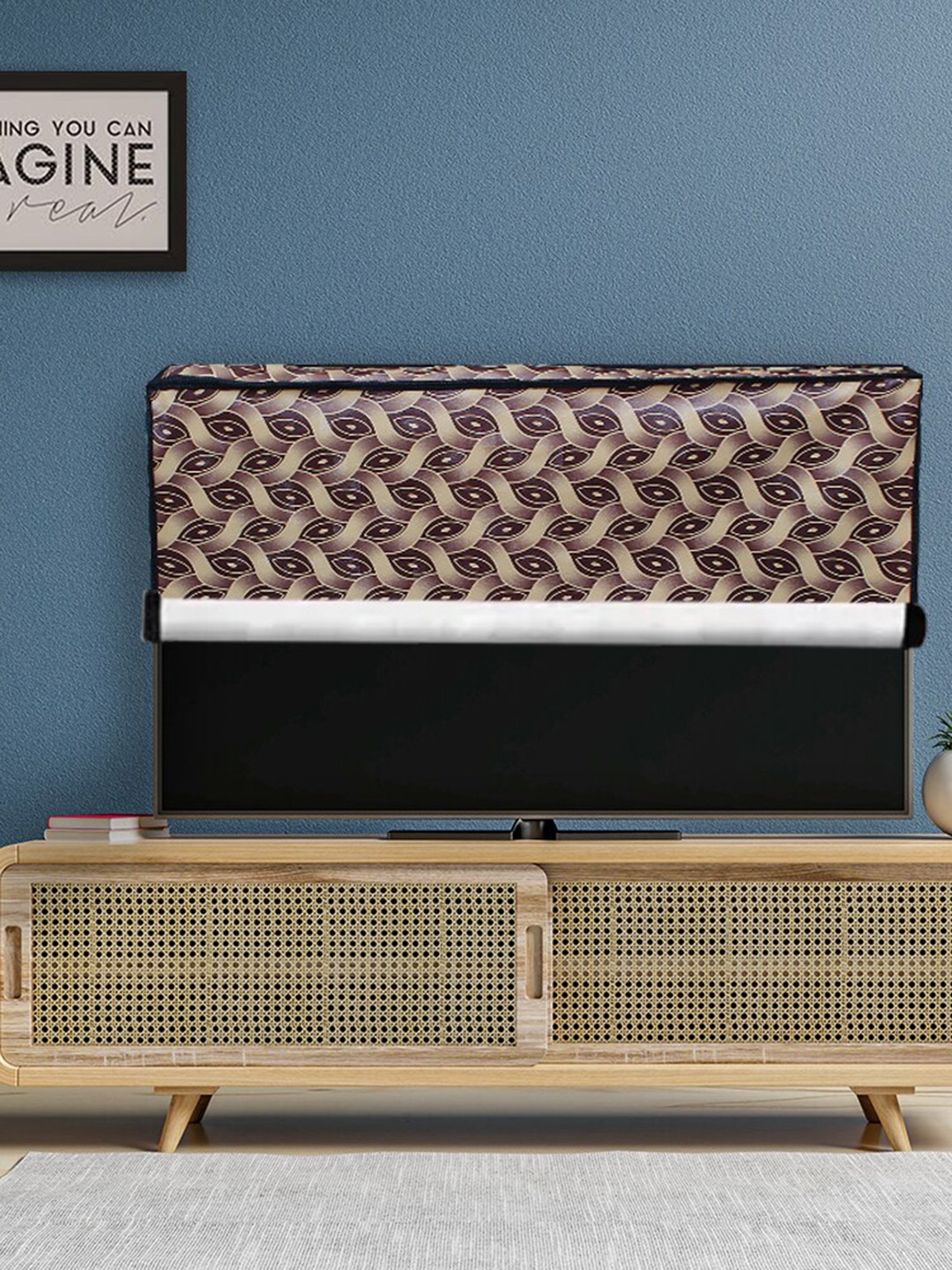 

DREAM CARE Beige & Burgundy Printed Waterproof Flap TV Protector- 43 Inch