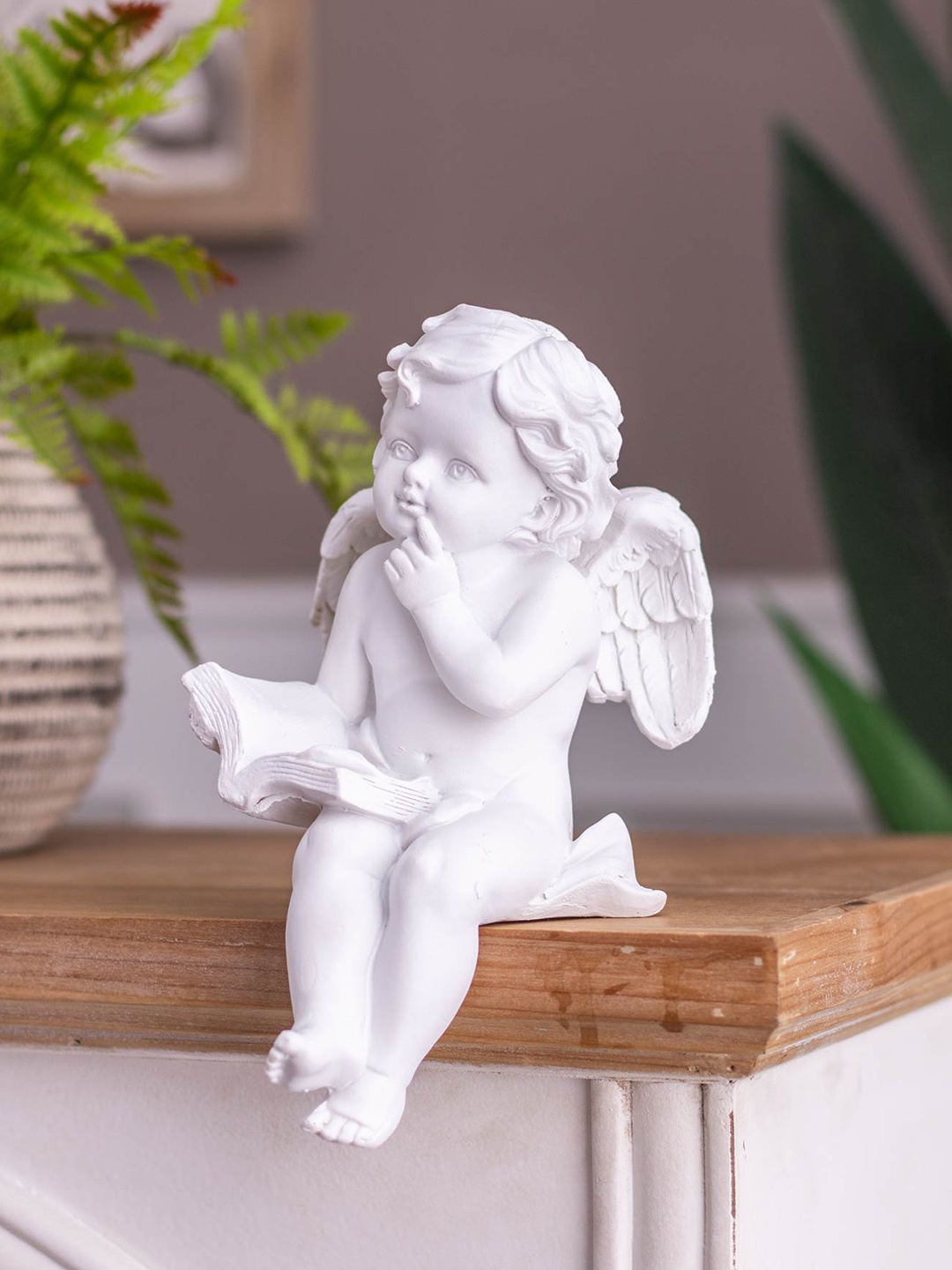 

THEDECORKART White Cupid Figurine Showpiece