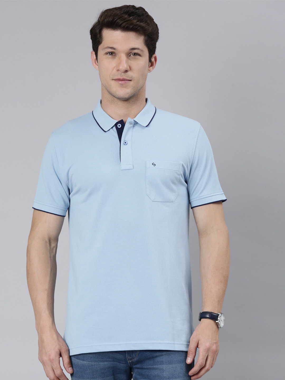 

Classic Polo Short Sleeves Cotton T-Shirt, Blue