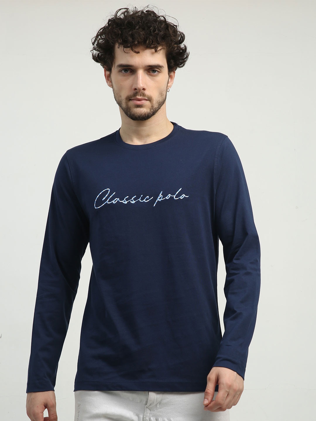 

Classic Polo Typography Printed Slim Fit Cotton T-Shirt, Navy blue