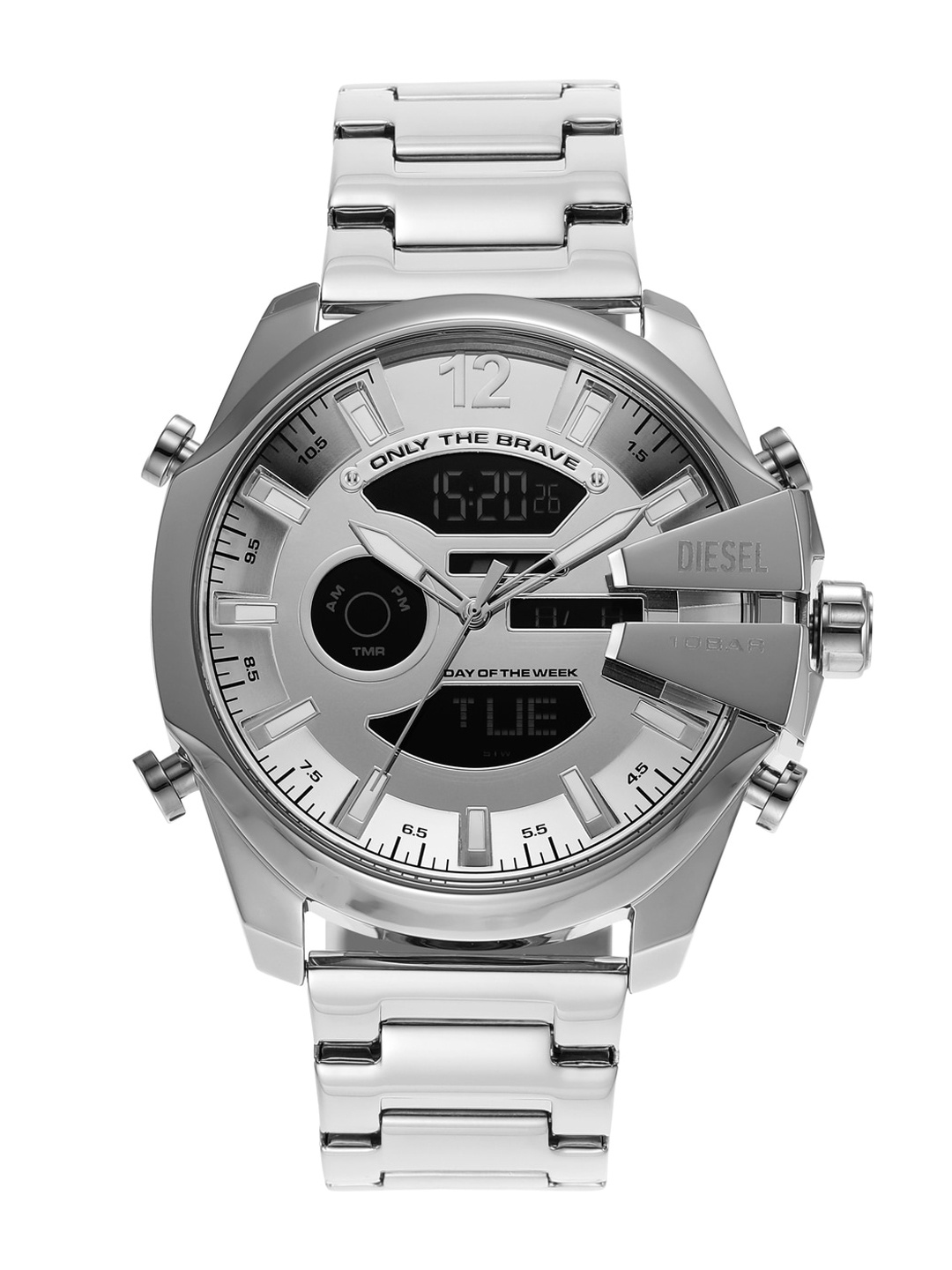 

DIESEL Men Mega Chief Stainless Steel Analogue and Digital Watch-DZ4648-Silver