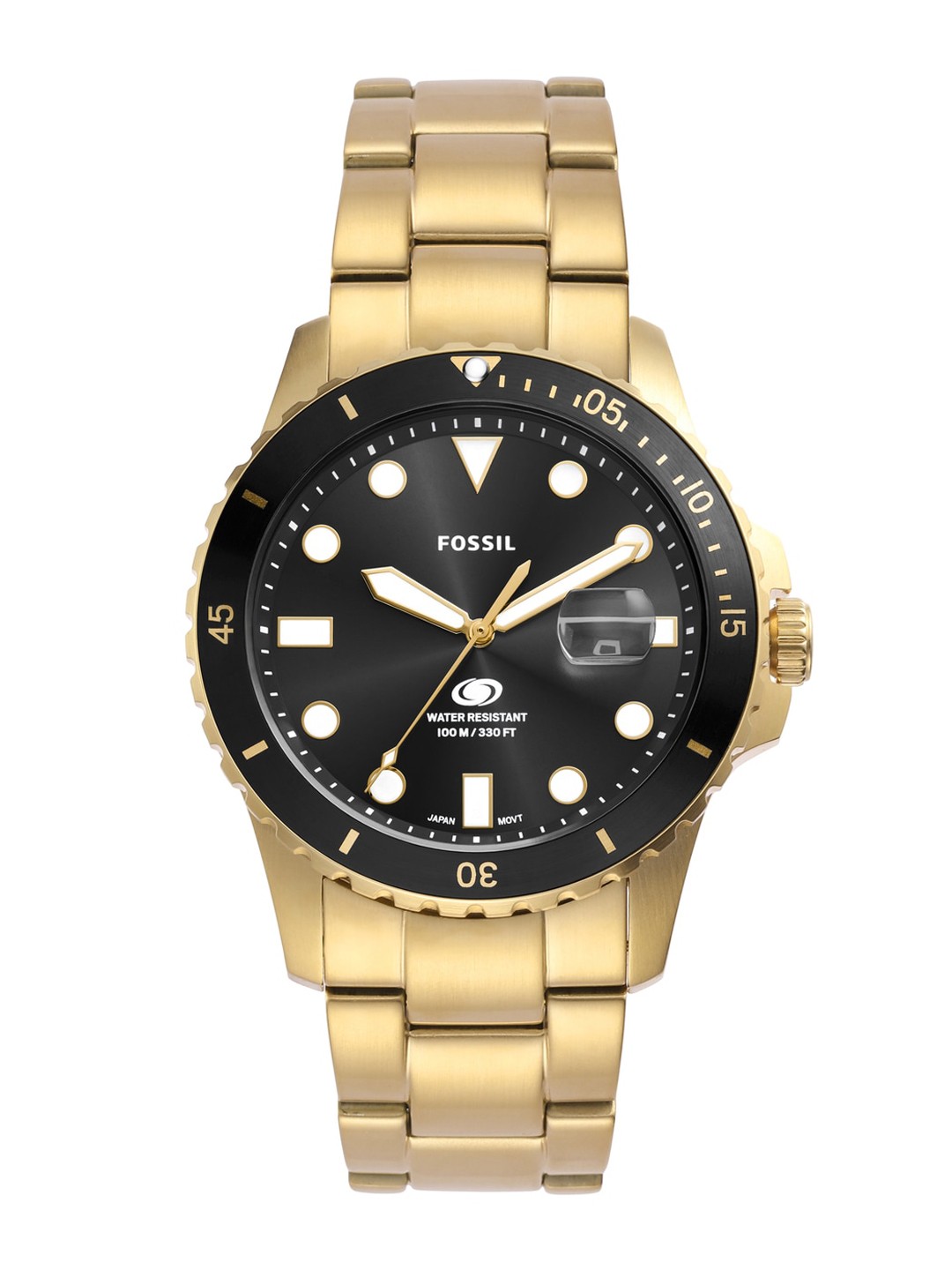 

Fossil Men Fossil Blue Dive Stainless Steel Straps Reset Time Analogue Watch FS6035, Gold