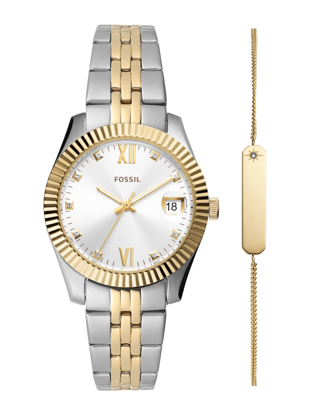

Fossil Women Patterned Dial Bracelet Style Straps Analogue Watch ES5312SET, Multi