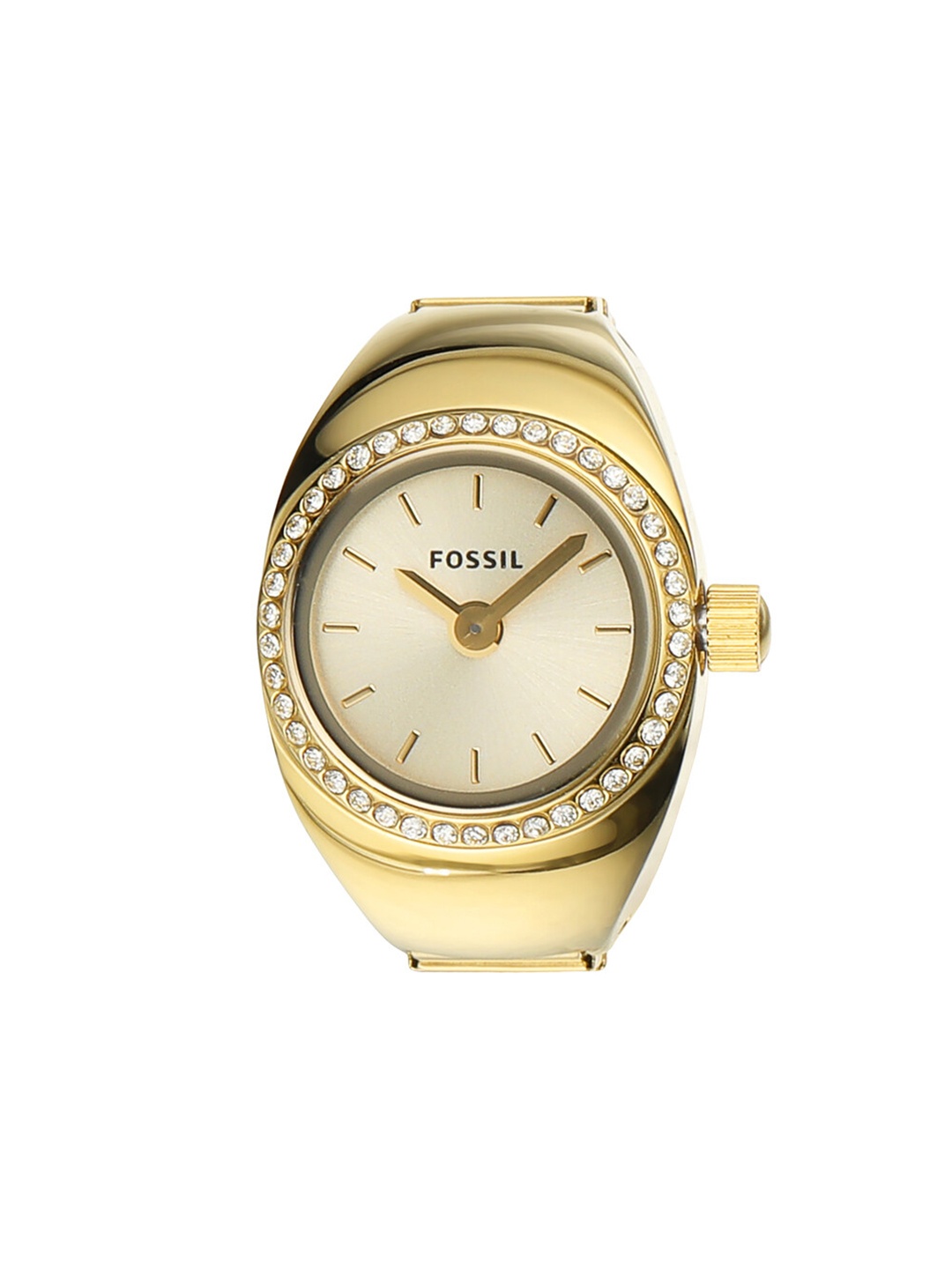 

Fossil Women Embellished Stainless Steel Analogue Watch Ring ES5319, Gold