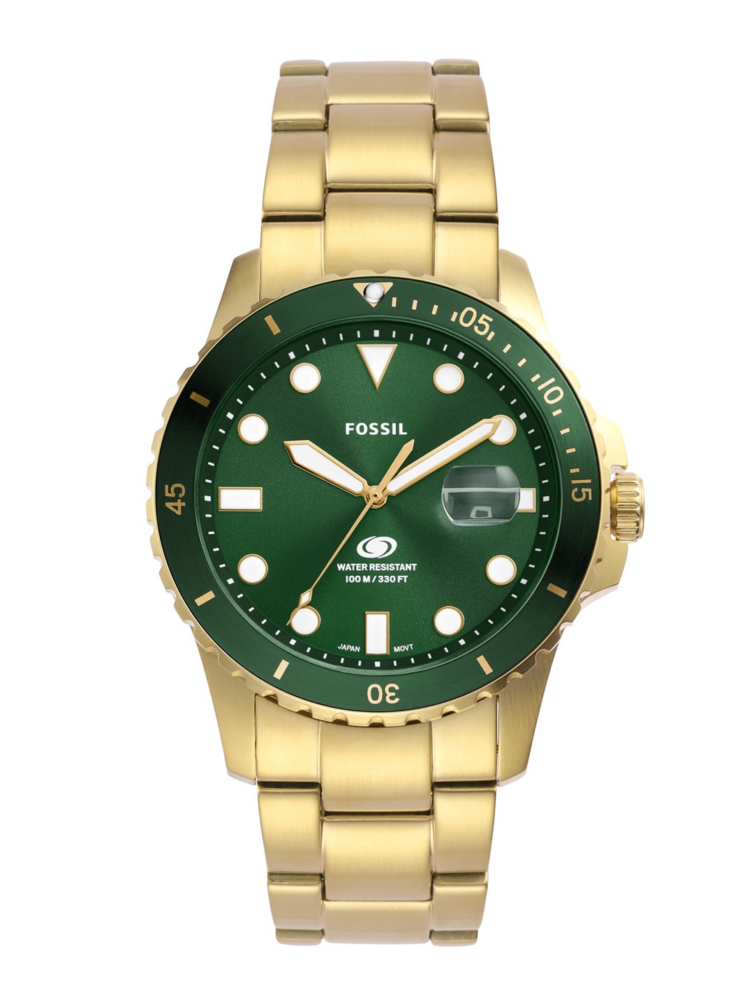 

Fossil Men Embellished Dial & Stainless Steel Bracelet Style Straps Analogue Watch FS6030, Green