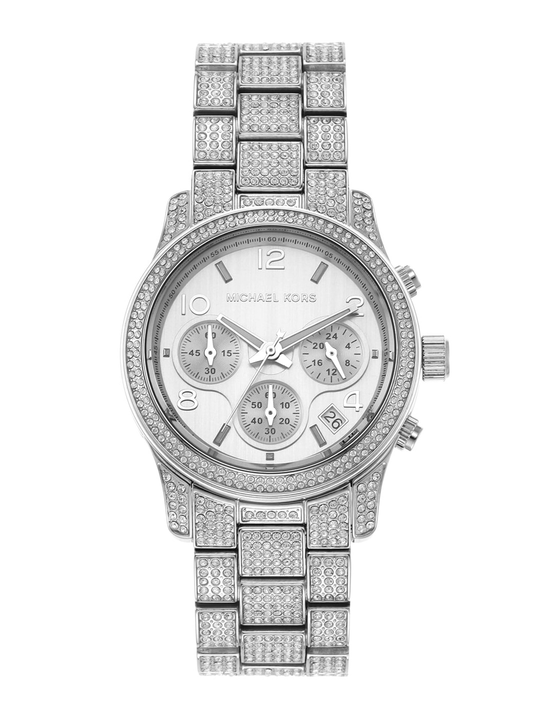 

Michael Kors Women Embellished Dial Stainless Steel Bracelet Style Straps Watch MK7434, Silver
