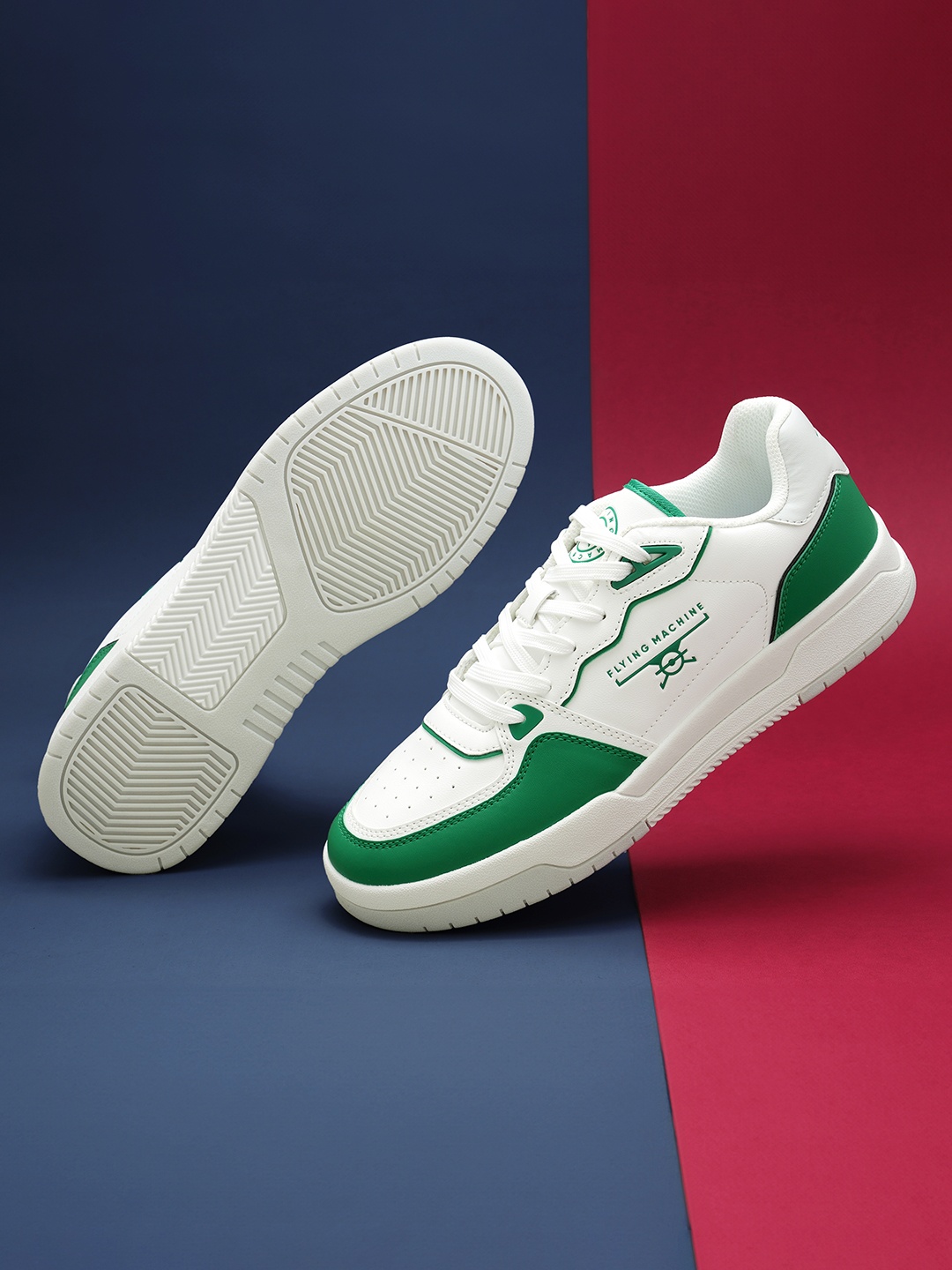 

Flying Machine Men Perforations & Colourblocked Sneakers, Green