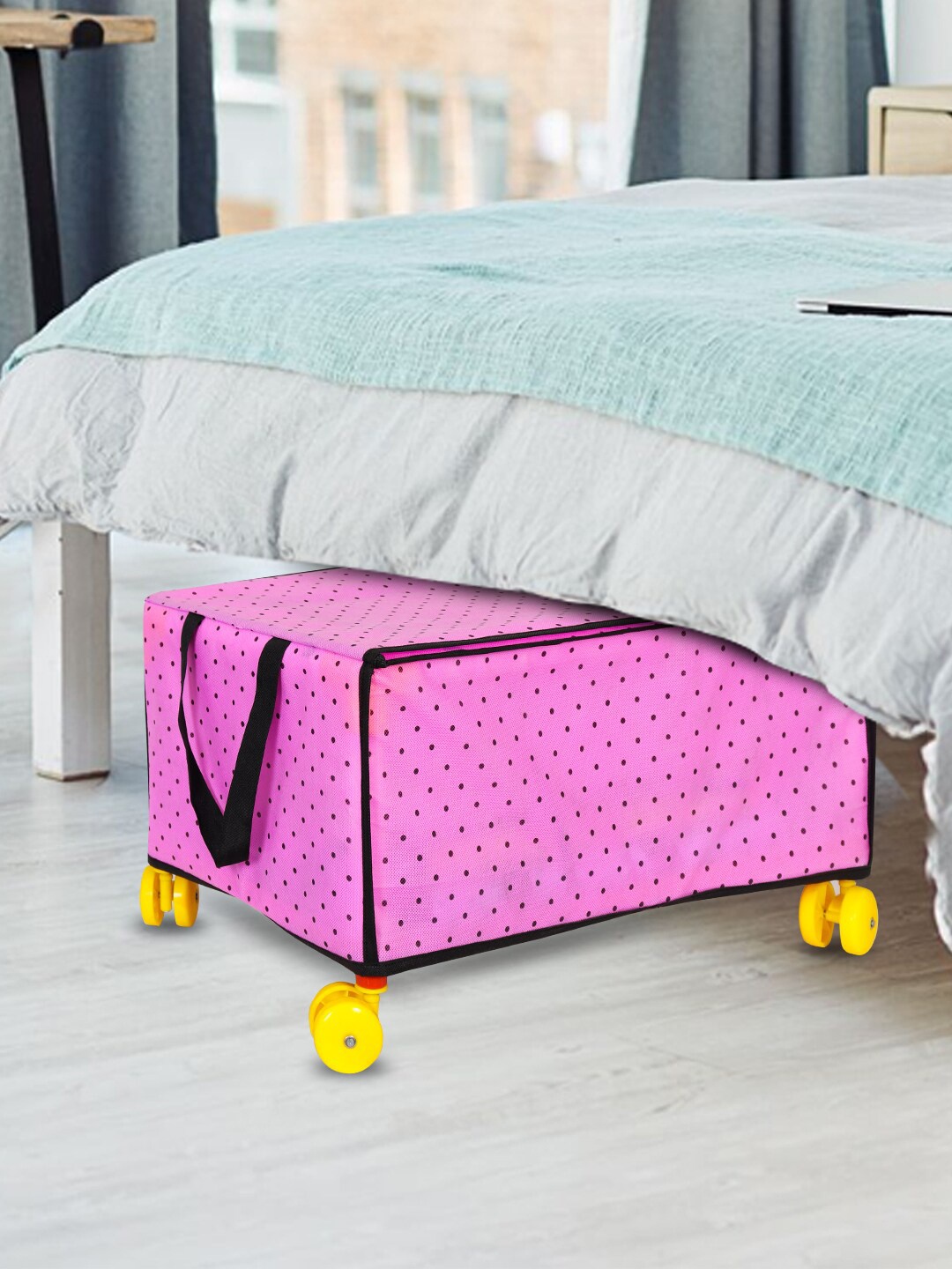 

prettykrafts Pink Under Bed Collapsible & Foldable Wardrobe With Wheels & Handles