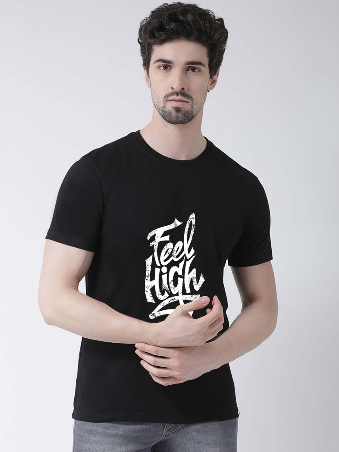 

Friskers Typography Printed Cotton Slim Fit T-shirt, Black