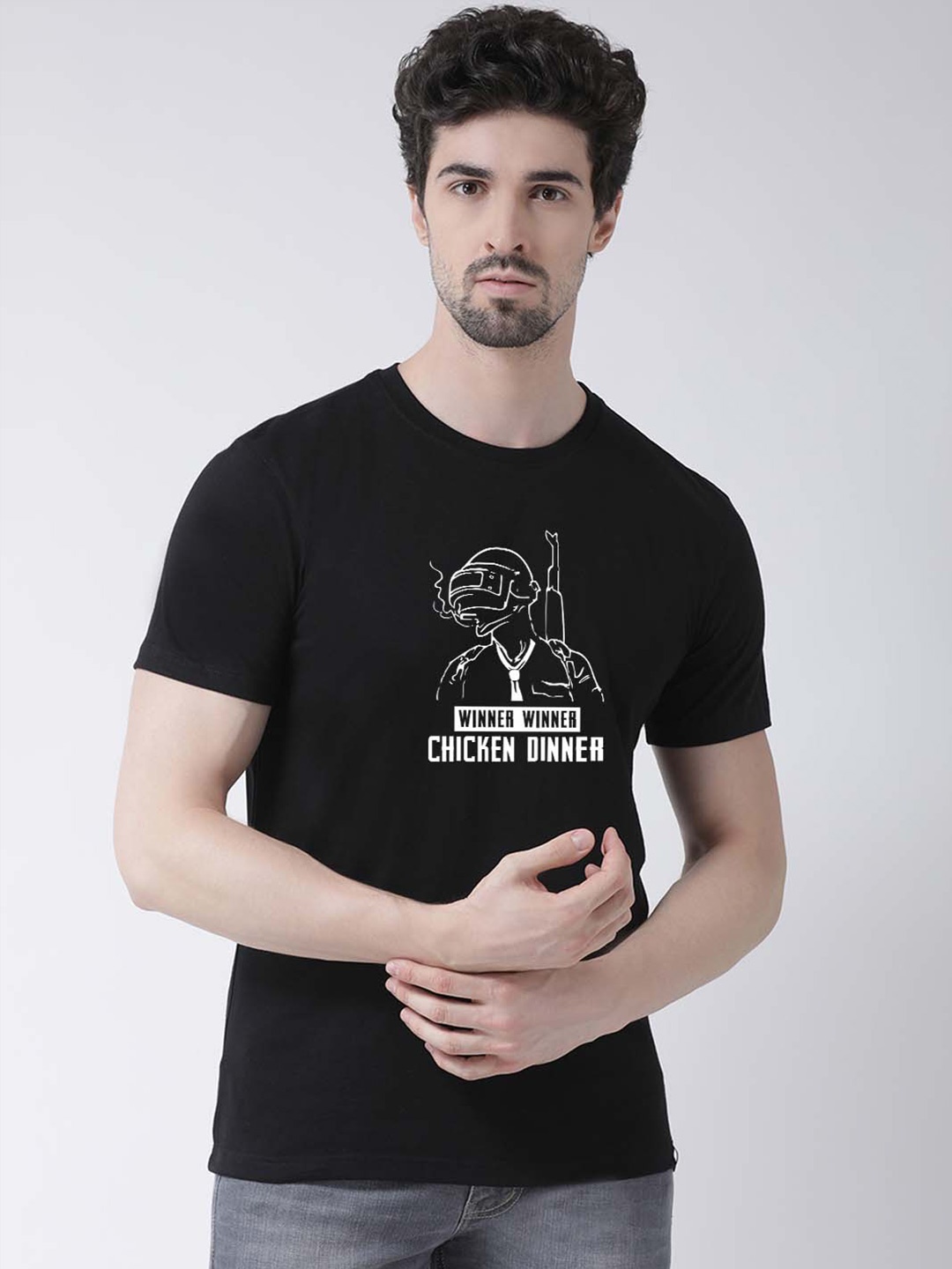 

Friskers Typography Printed Cotton Slim Fit T-shirt, Black
