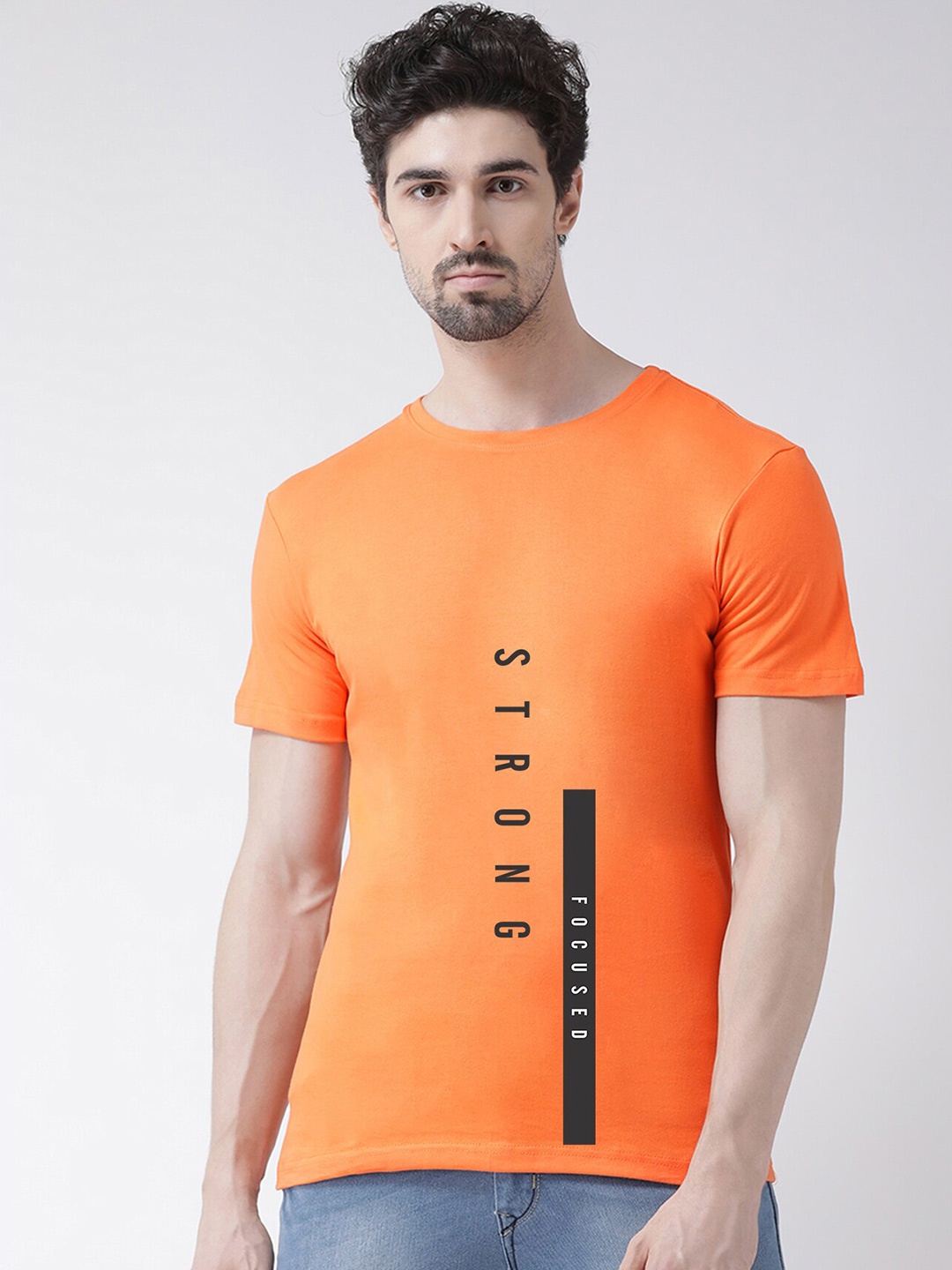 

Friskers Typography Printed Cotton Slim Fit T-shirt, Orange
