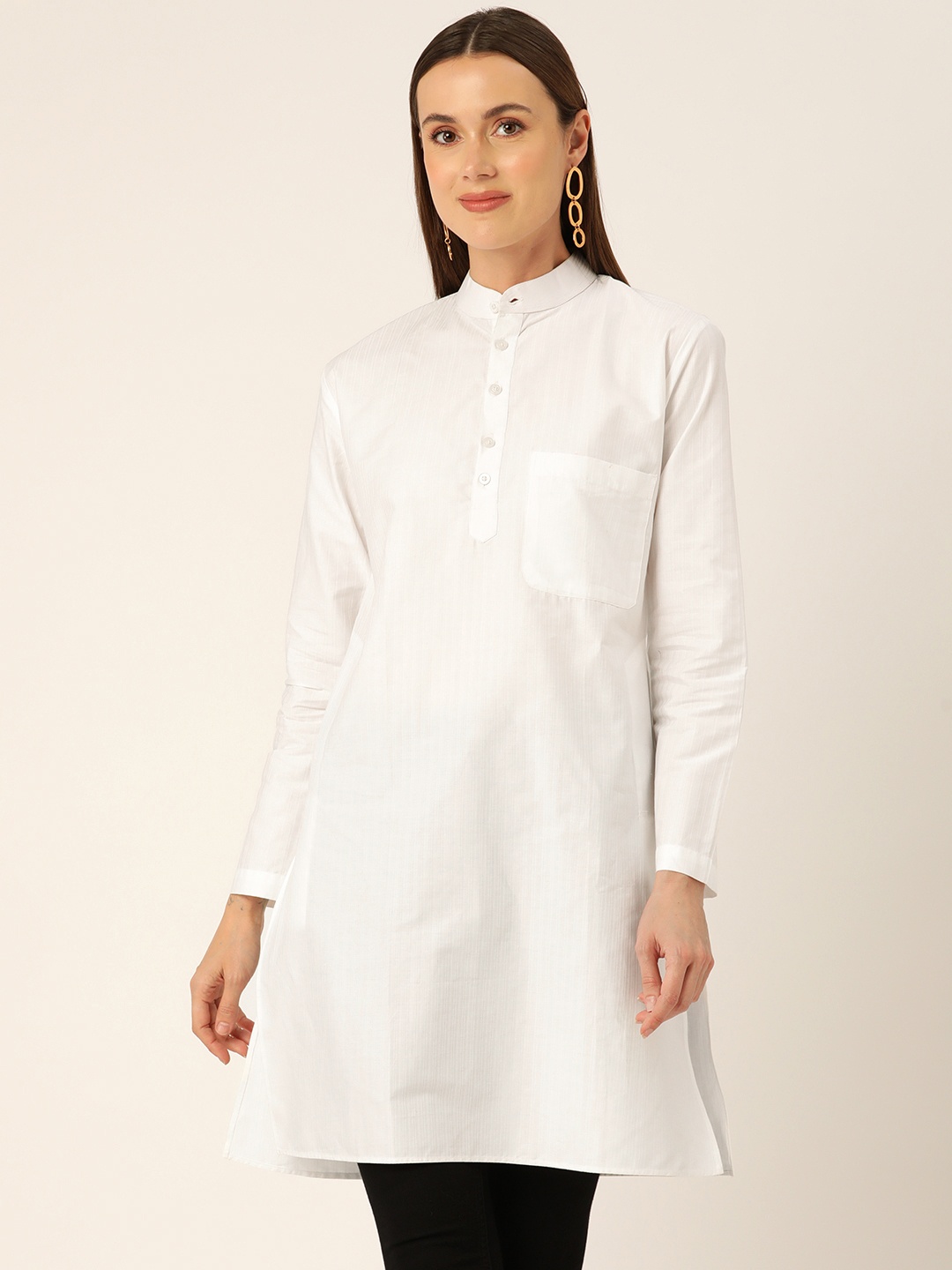 

Molcha Women Solid Pure Cotton Kurti, White