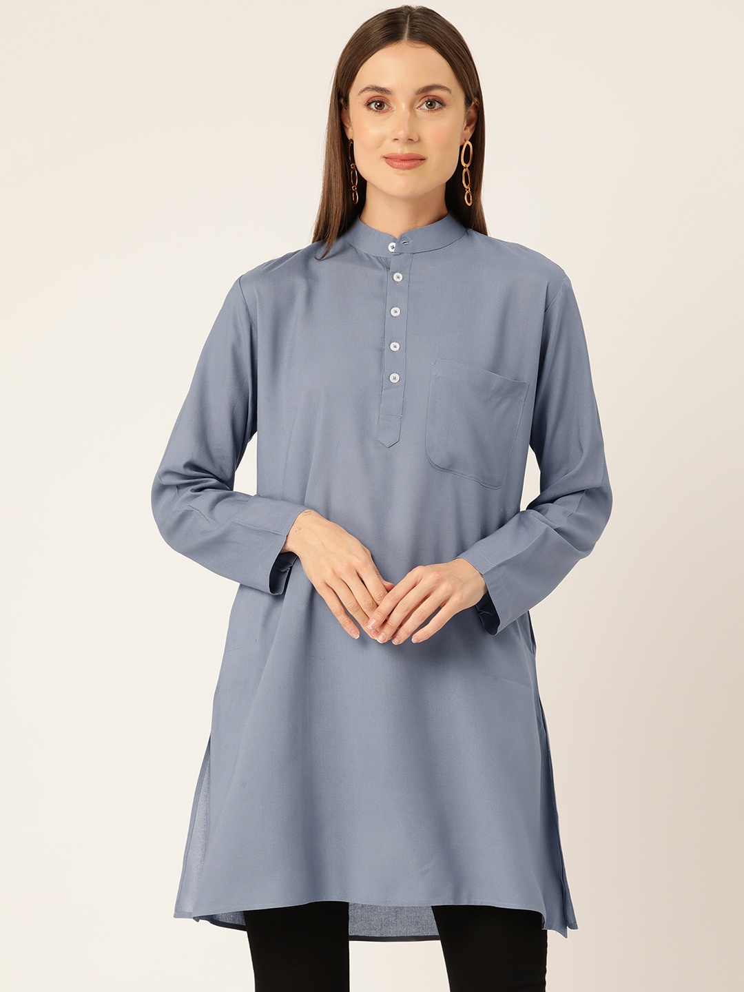 

Molcha Women Solid Pure Cotton Kurti, Grey