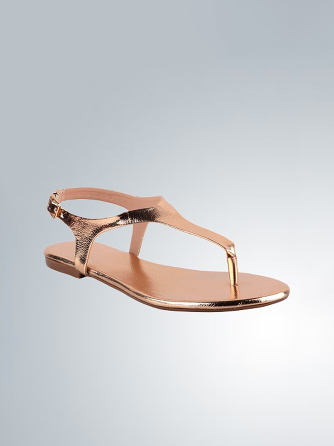 

THE WHITE POLE Textured T-Strap Flats, Gold