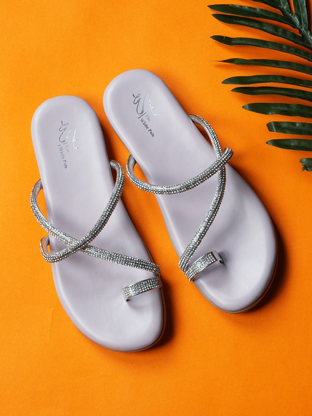 

THE WHITE POLE Embellished One Toe Flats, Lavender
