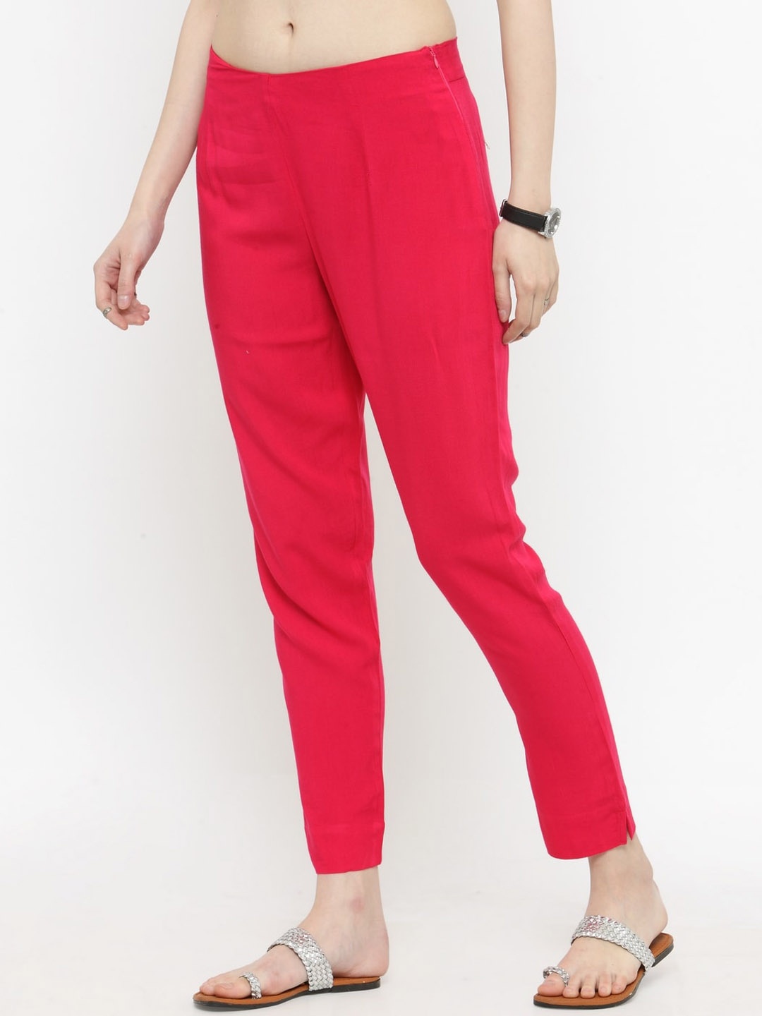 

Varanga Women Straight Fit Trousers, Fuchsia