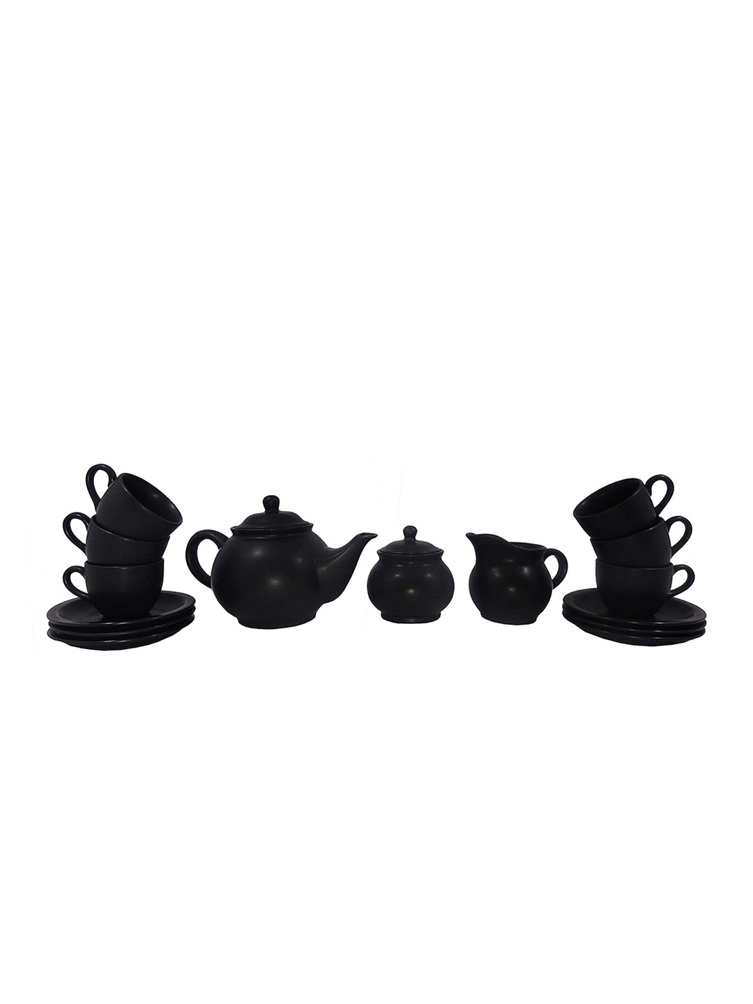 

caffeine Black 15 Pieces Ceramic Handmade Tea Set