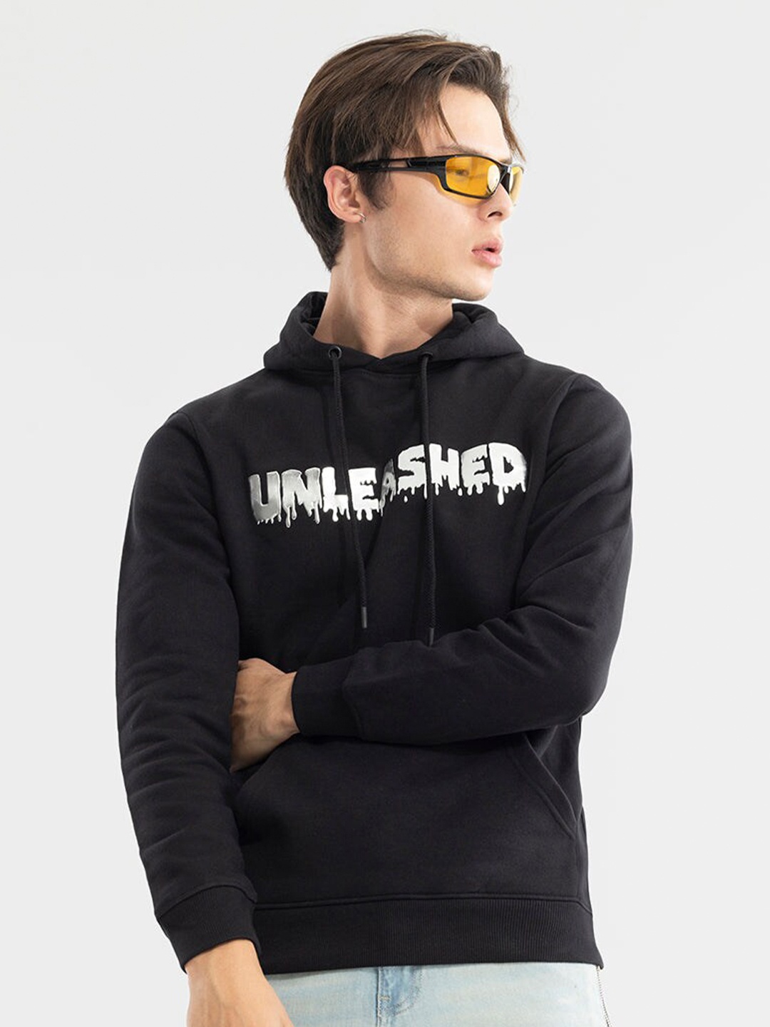 

Snitch Black Typography Printed Hooded Cotton Pullover Sweatshirt