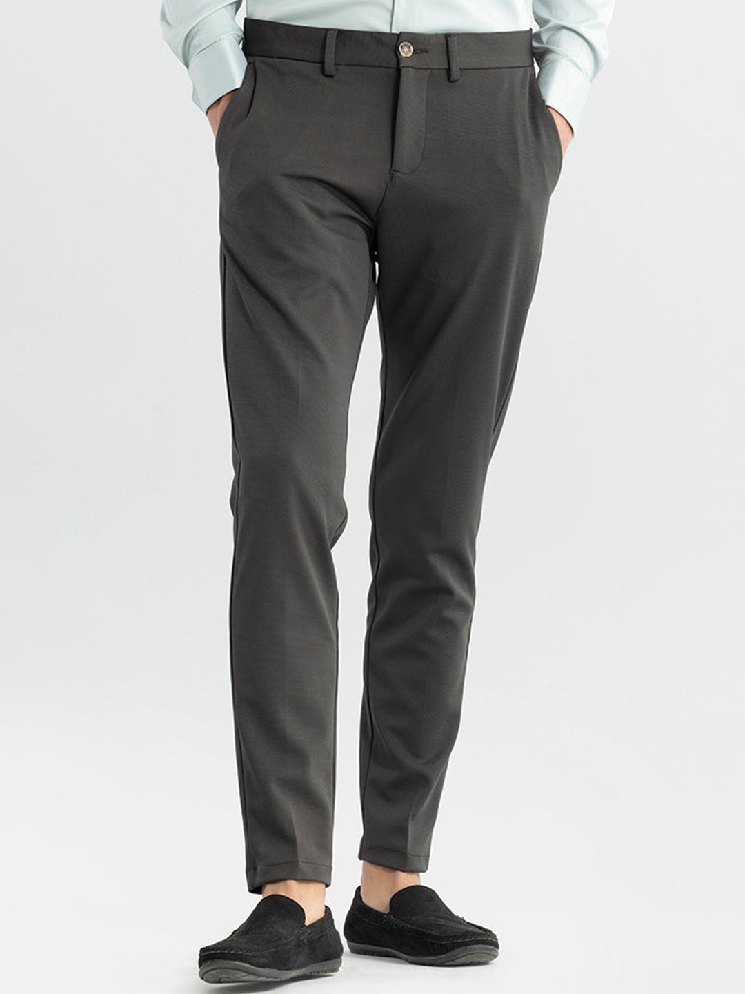 

Snitch Men Black Smart Slim Fit Mid Rise Cotton Formal Trousers