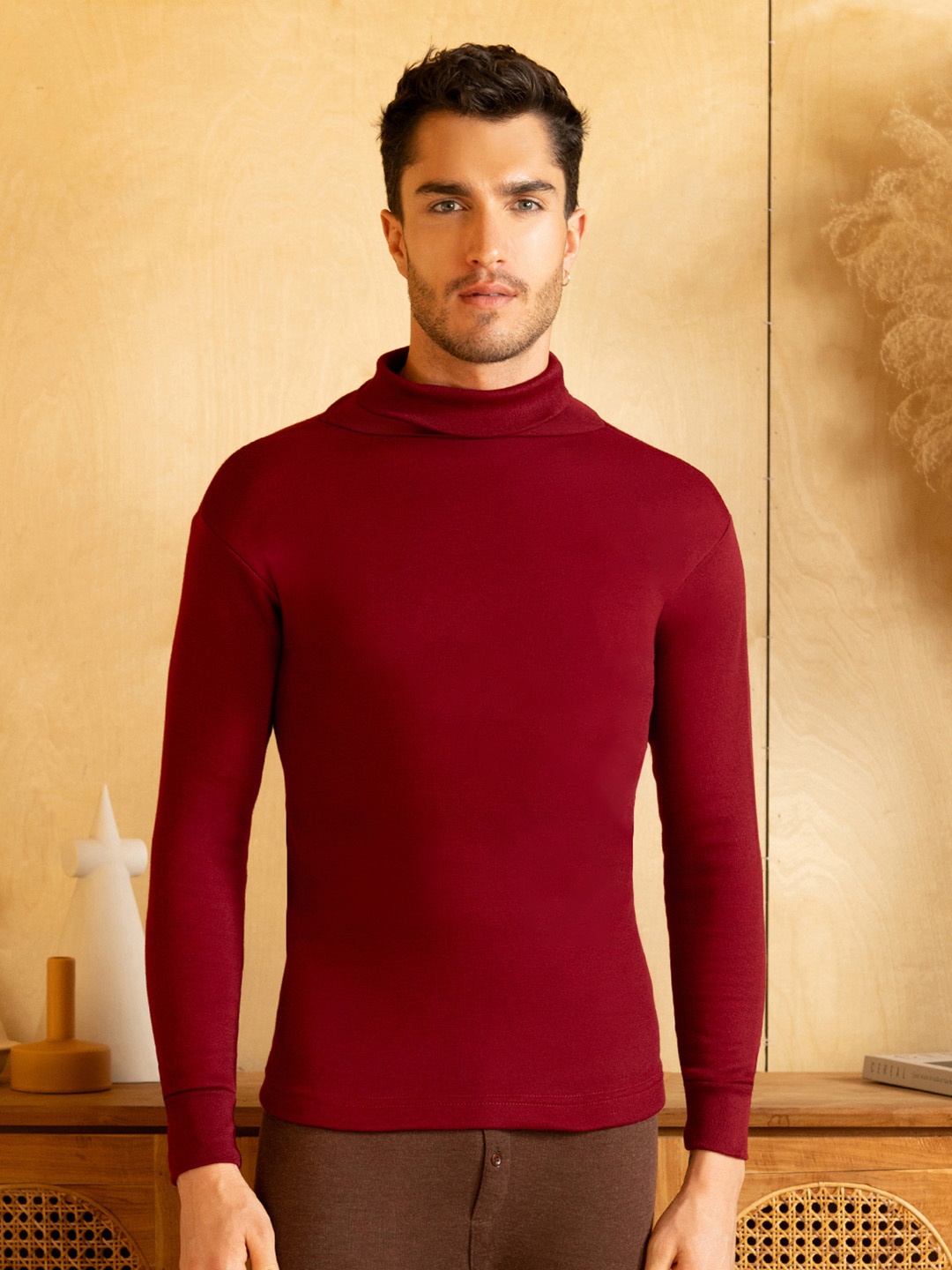 

Lux Cottswool High Neck Wool Thermal Tops, Maroon