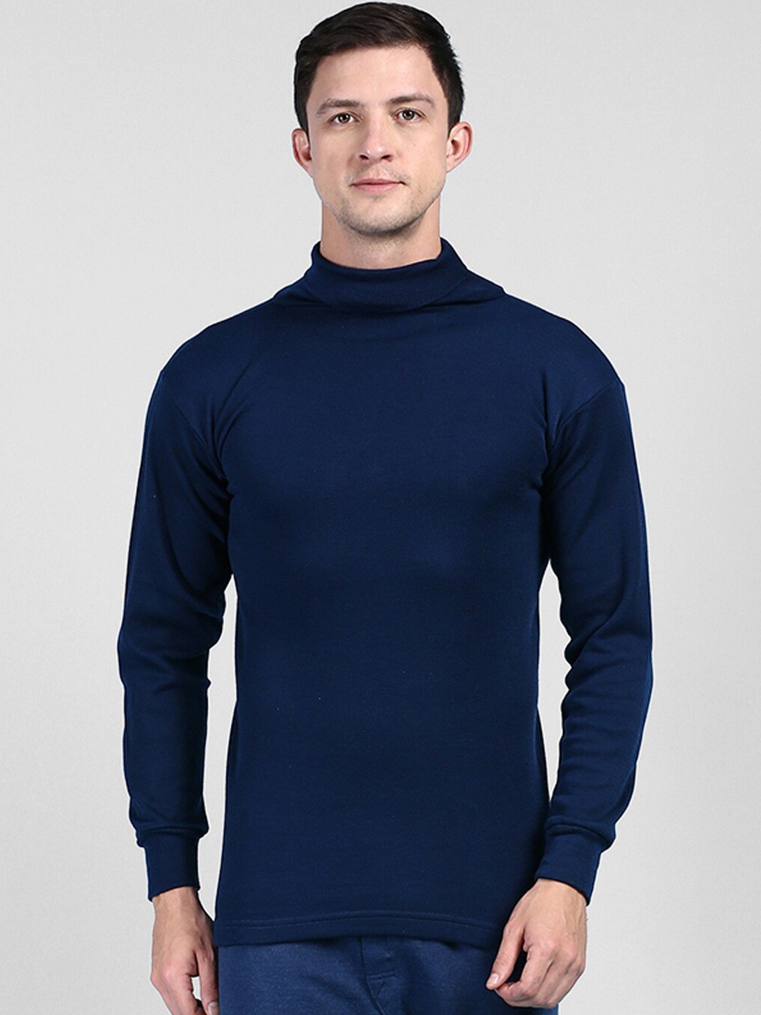 

Lux Cottswool High Neck Wool Cotton Thermal Top, Blue