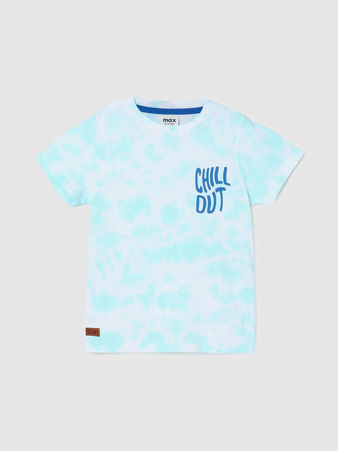 

max Boys Tie & Dyed Pure Cotton Casual T-Shirt, Blue