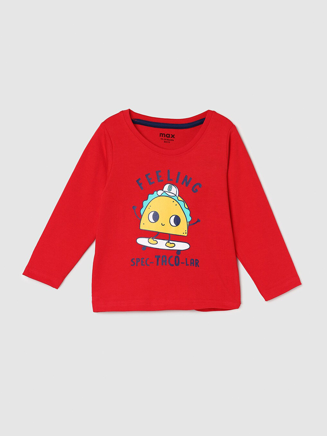 

max Boys Graphic Printed Pure Cotton T-Shirt, Red