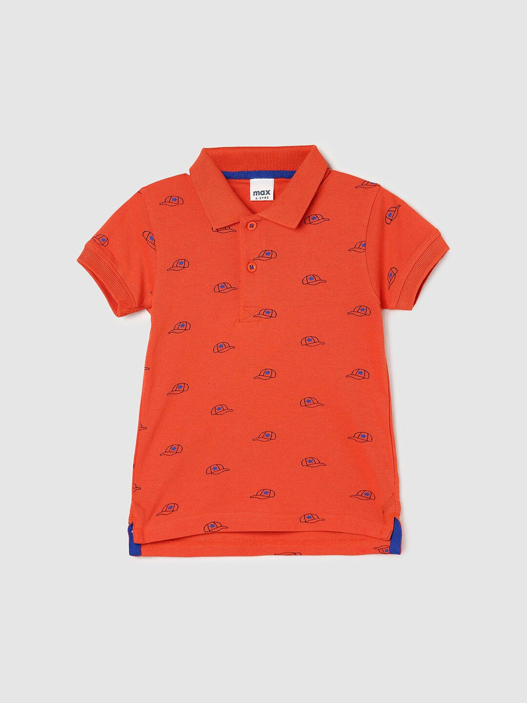 

max Boys Conversational Printed Polo Collar Pure Cotton T-shirt, Orange