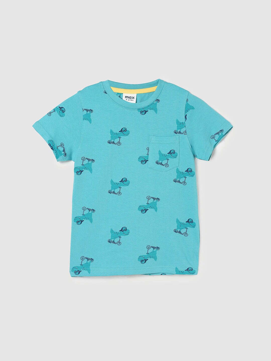 

max Boys Conversational Printed Pockets Pure Cotton T-shirt, Blue