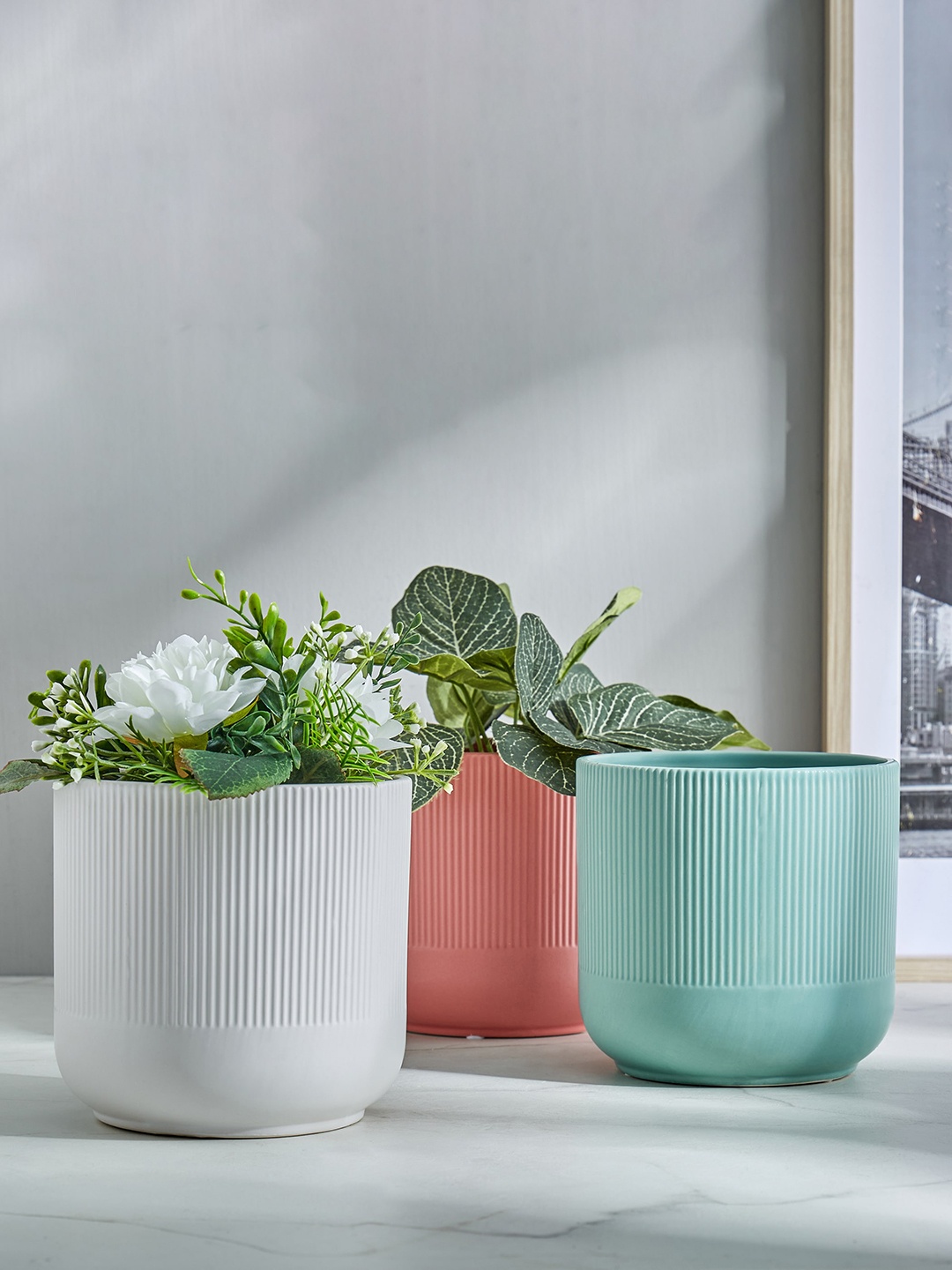 

Home Centre Gloria Argil Ceramic Ribbed Planter, White