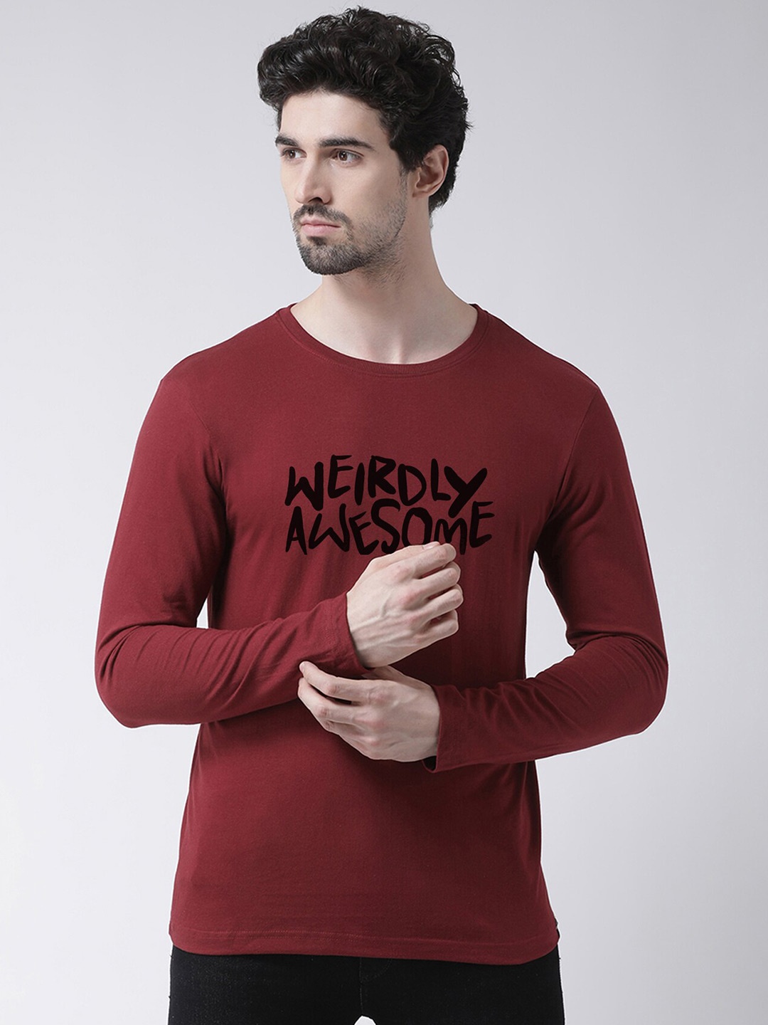 

Friskers Typography Printed Pure Cotton Slim Fit T-shirt, Maroon