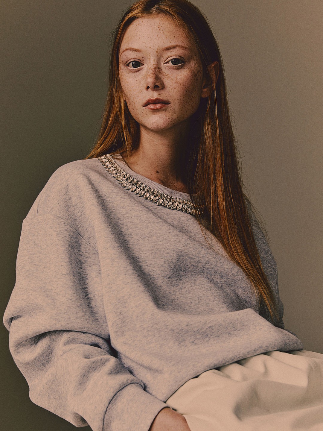 

H&M Rhinestone-Detail Sweatshirt, Grey