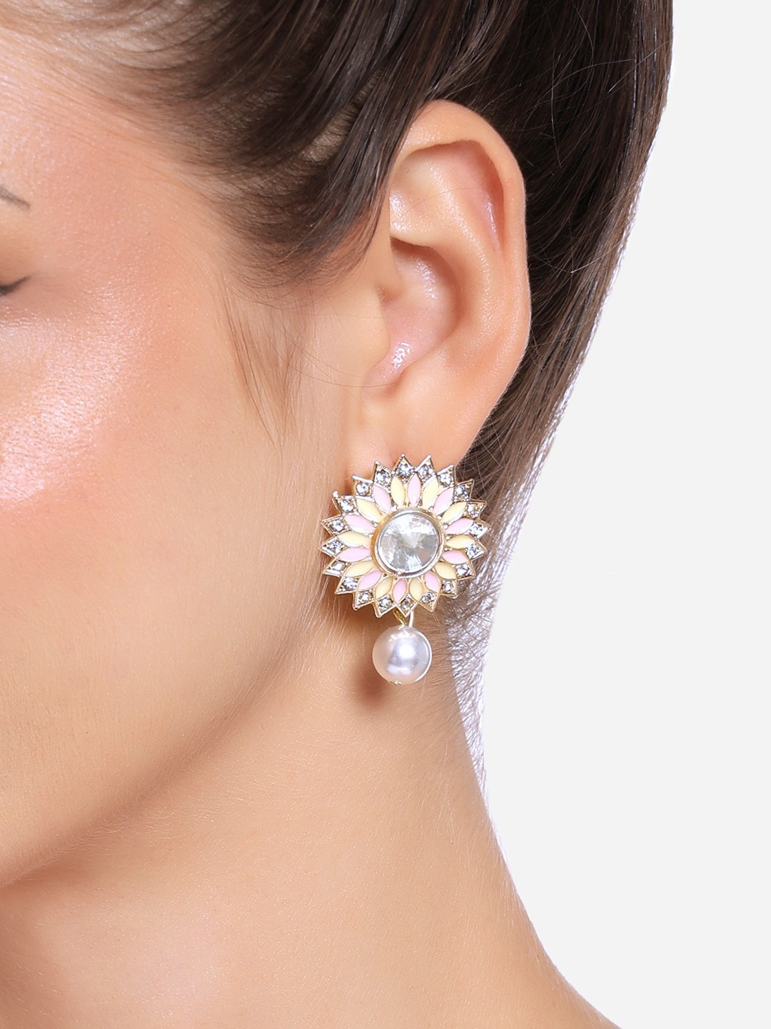 

Zaveri Pearls Gold-Plated Contemporary Drop Earrings