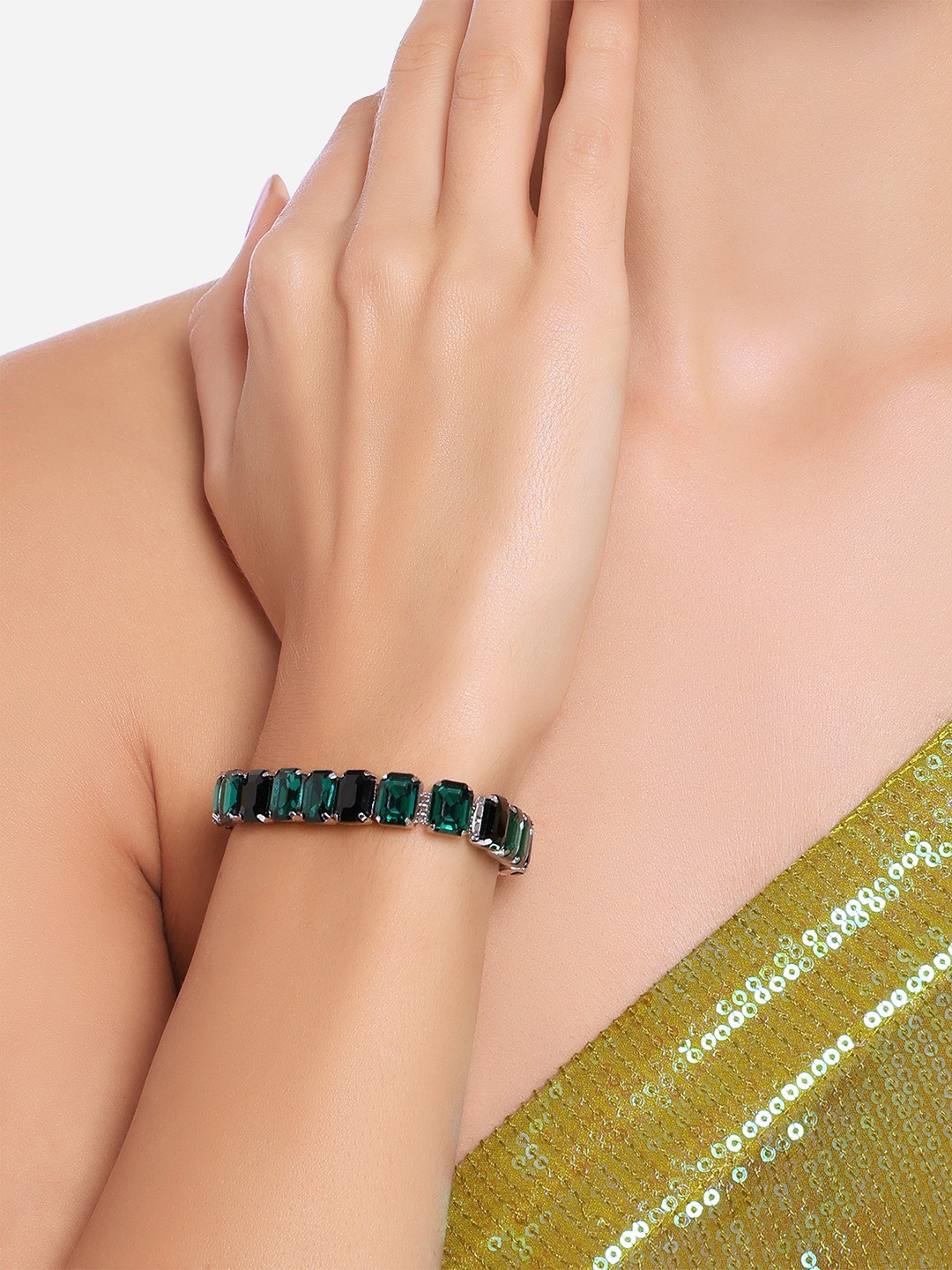 

Zaveri Pearls Women Wraparound Bracelet, Silver