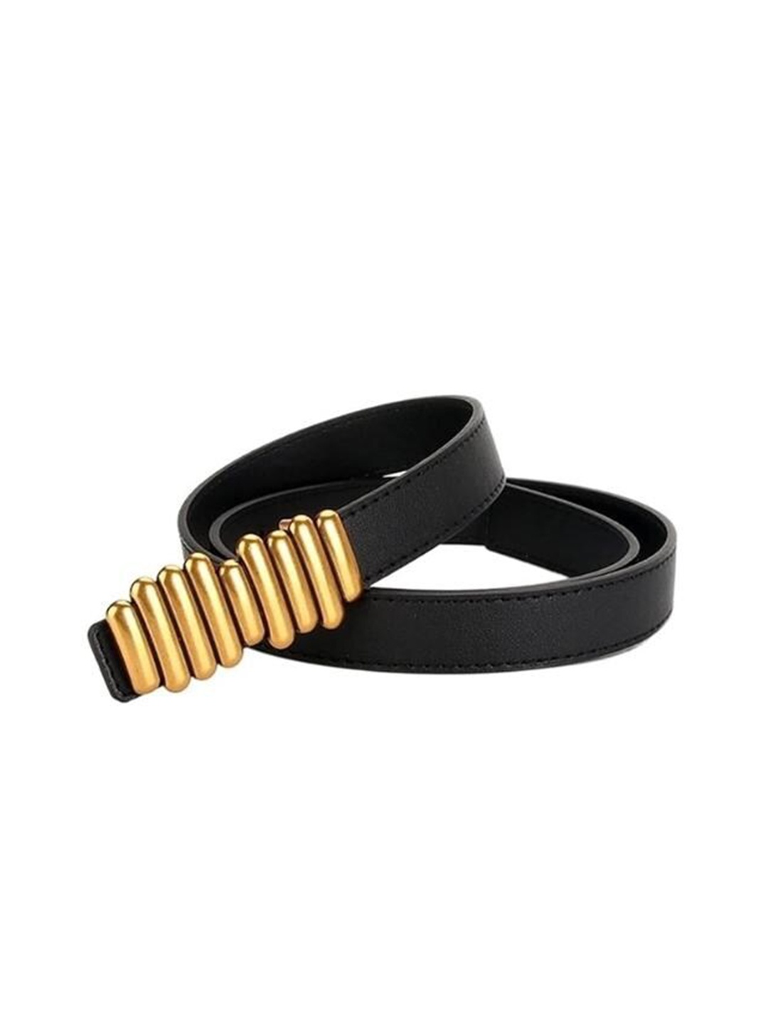 

Lulala Women Textured Slim Belt, Black