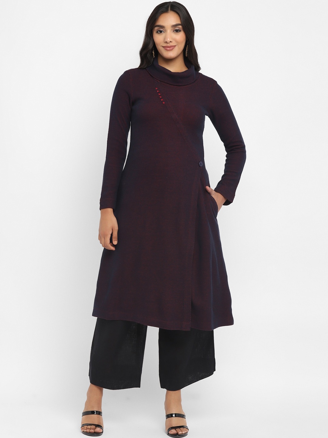 

STADO Turtle Neck Woollen Tunic, Maroon
