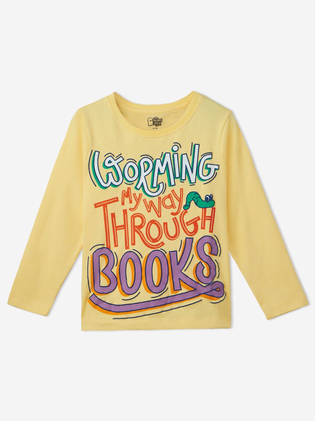 

The Souled Store Girls Typography Printed Pure Cotton T-shirt, Yellow