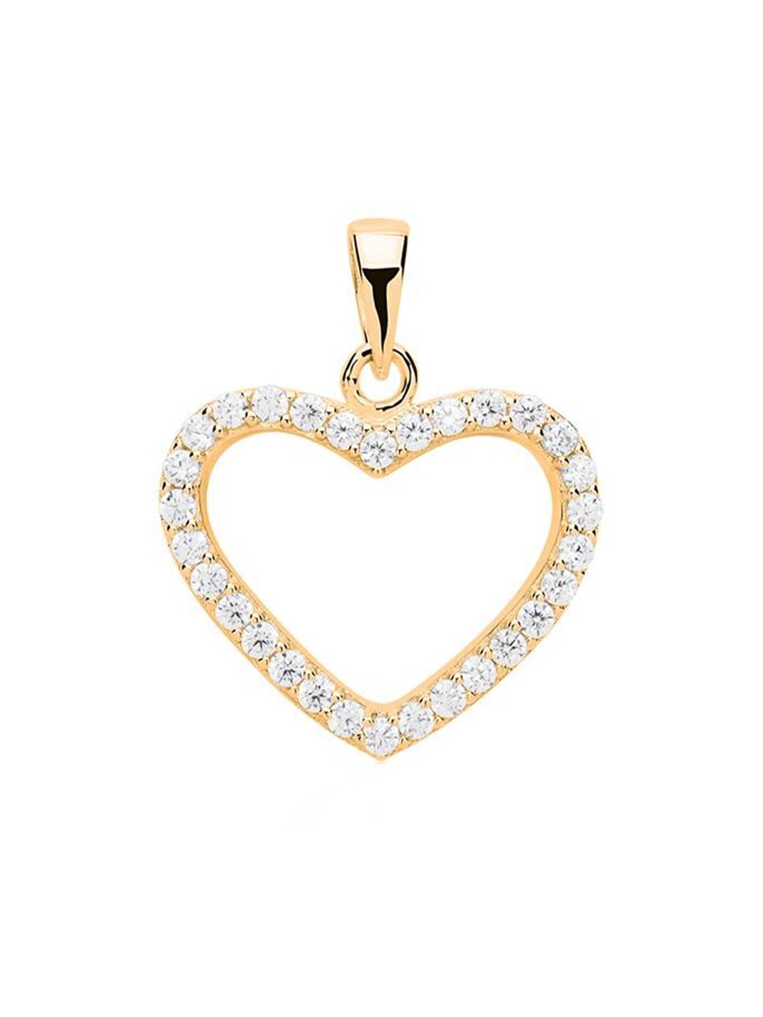 

VIEN Gold Plated Stainless Steel Cubic Zirconia Stone Studded Heart Shaped Pendant