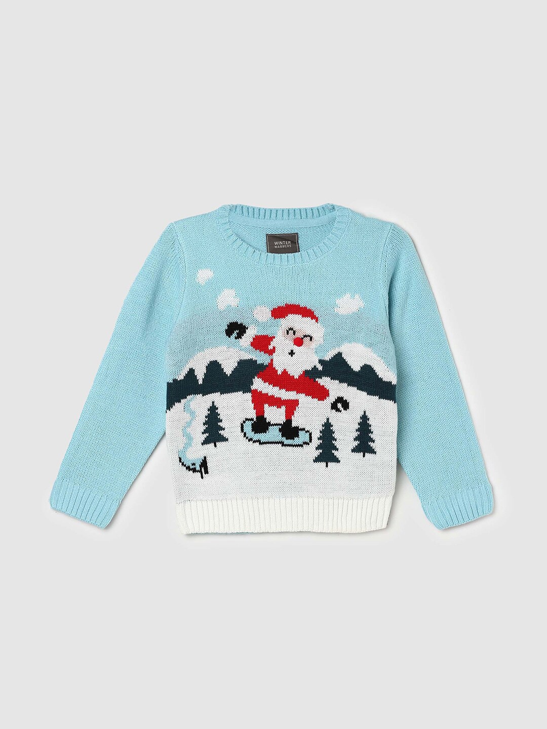 

max Boys Self Design Acrylic Pullover Sweater, Blue