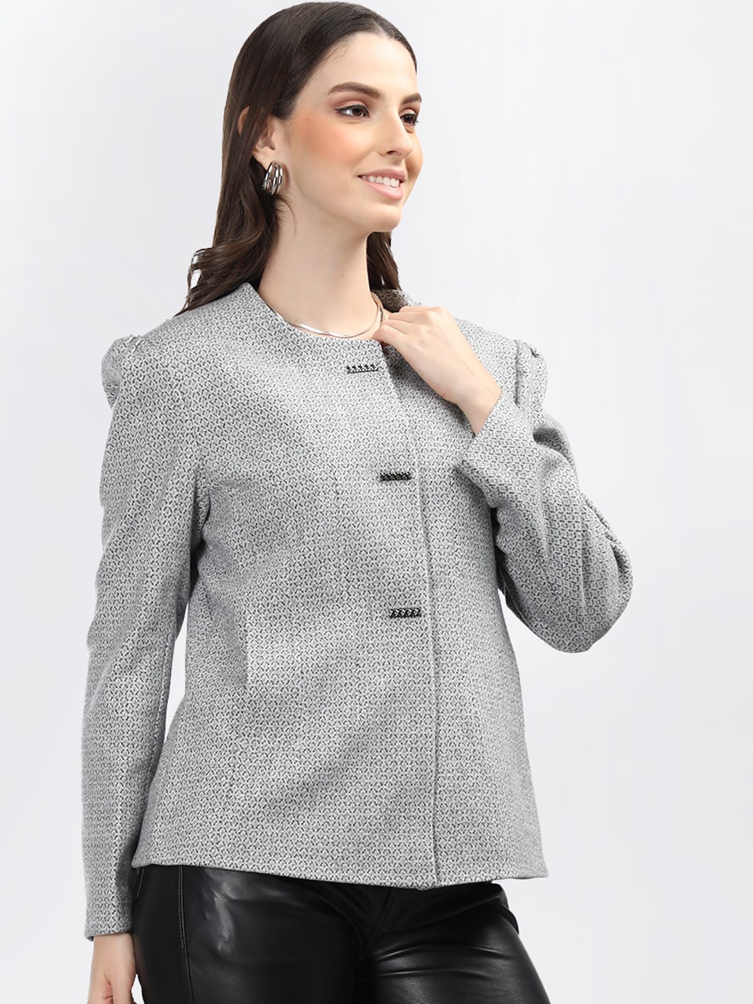 

PROTEX Self Designed Single Breasted Overcoat, Grey