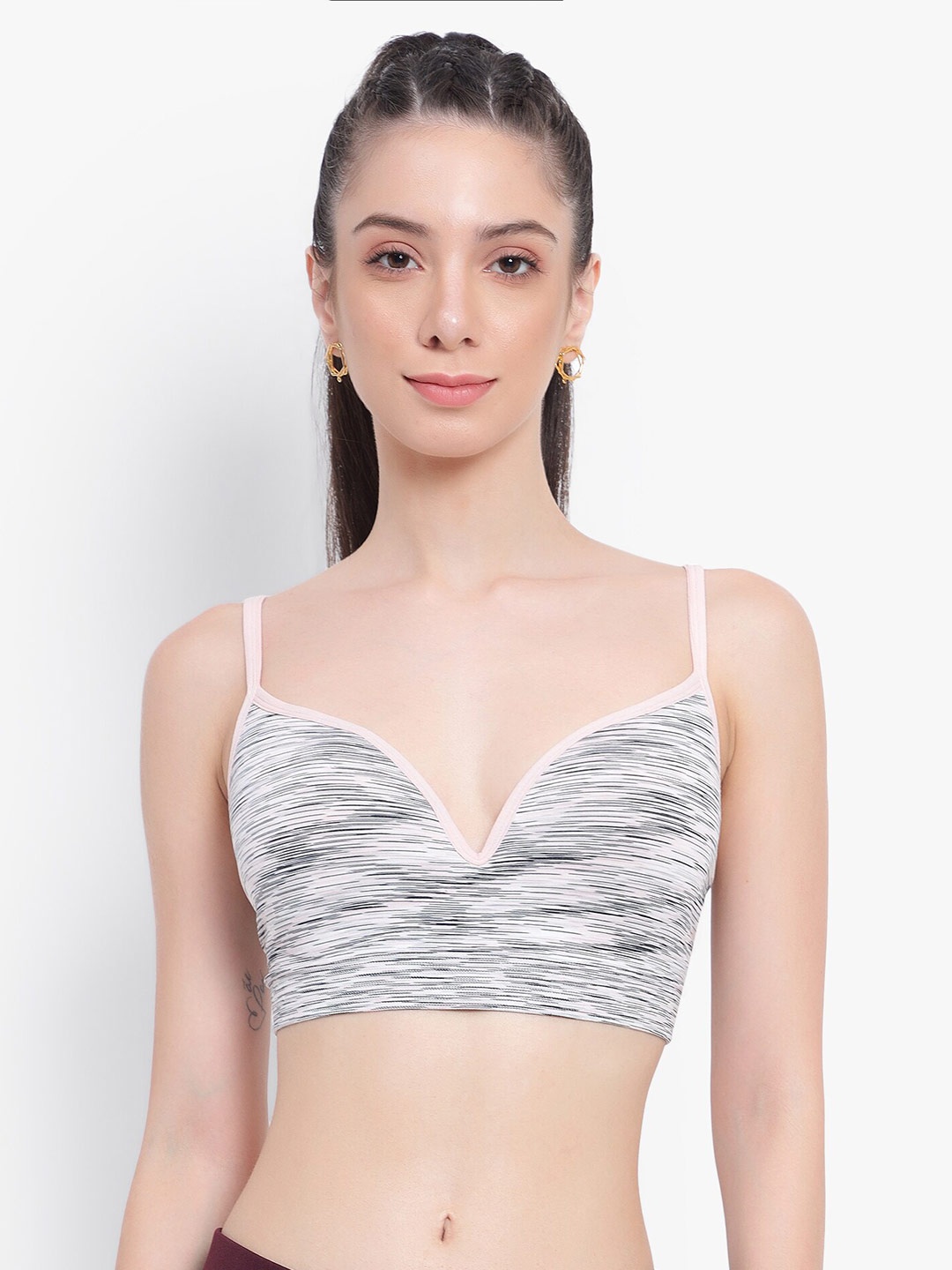 

PARKHA Striped Full Coverage Heavily Padded 360 Degree Support Super Support Everyday Bra, Pink