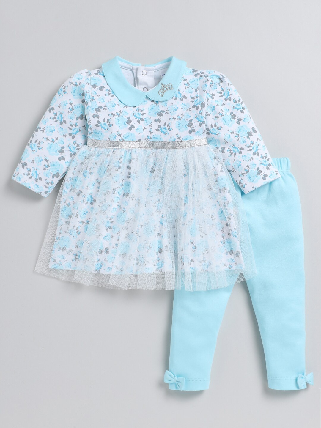 

Moms Love Girls Printed Tunic with Trousers, Turquoise blue