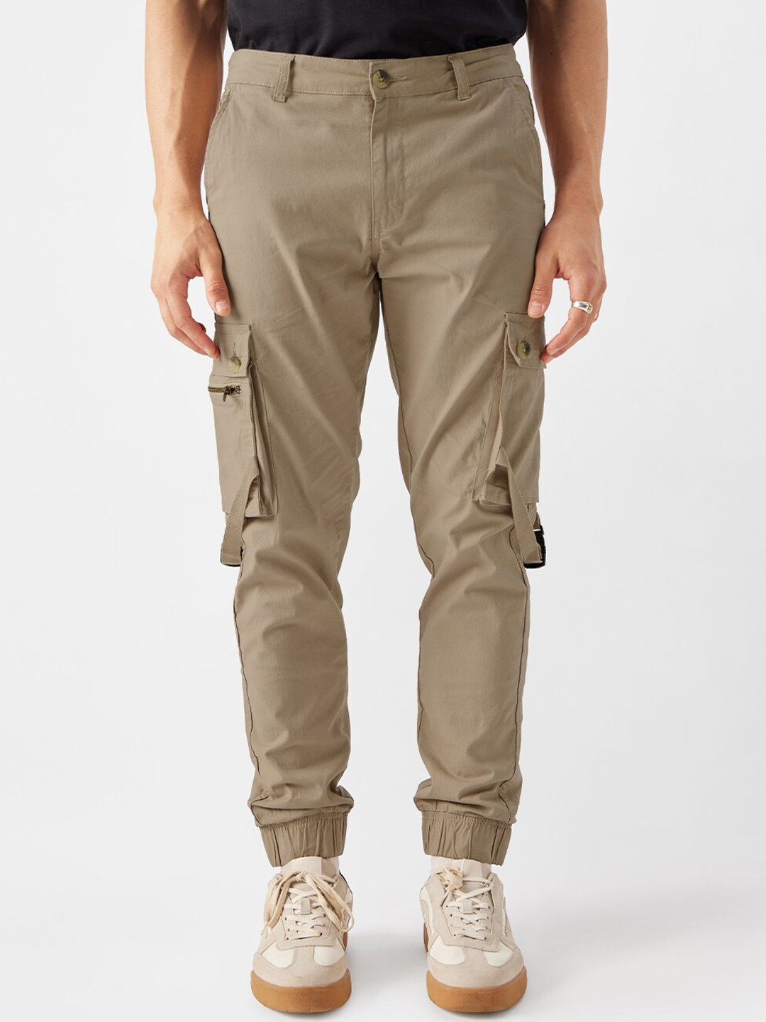 

The Souled Store Men Slim Fit Cargos Trousers, Beige