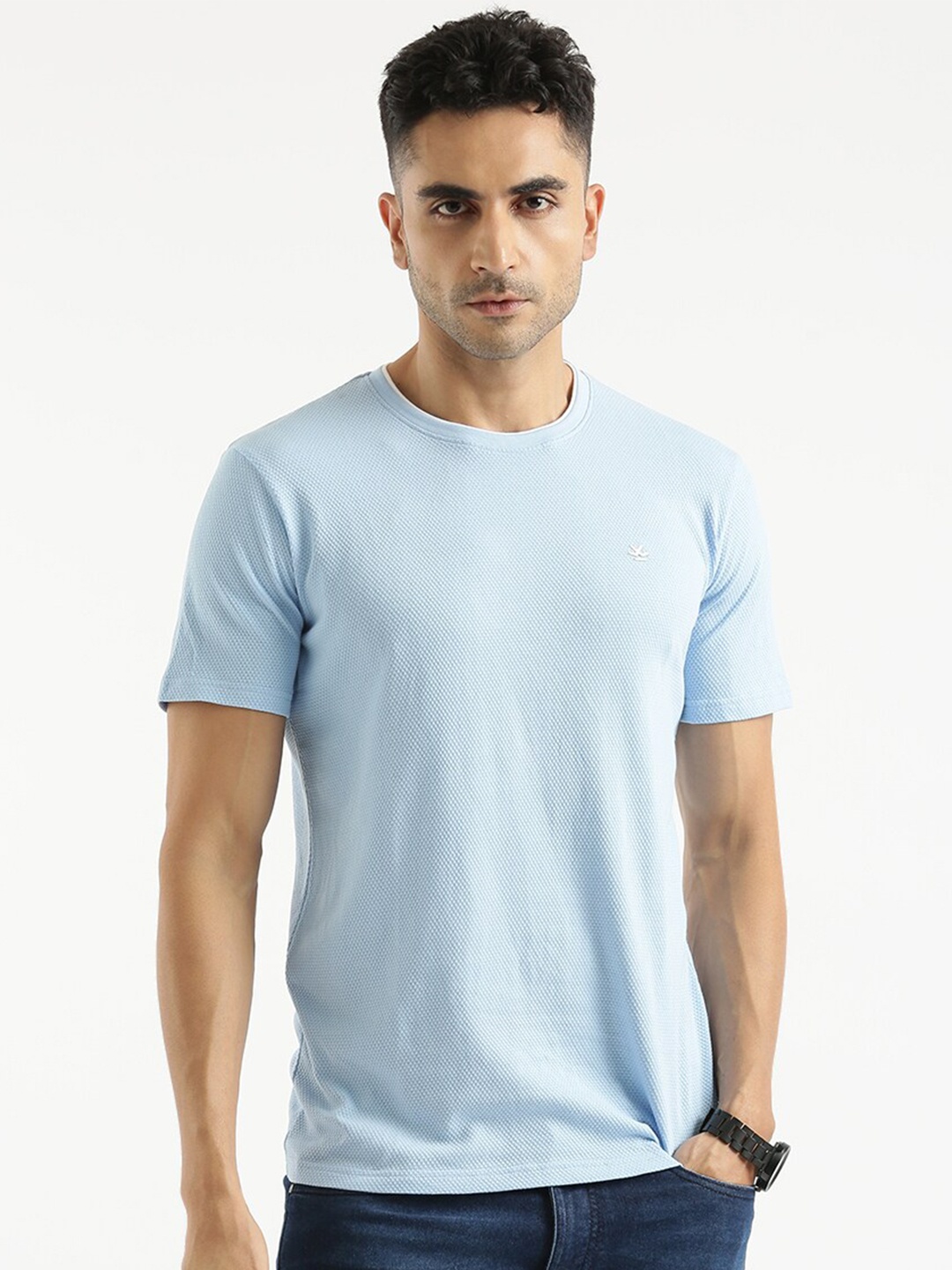 

WROGN Round Neck Slim Fit T-shirt, Blue