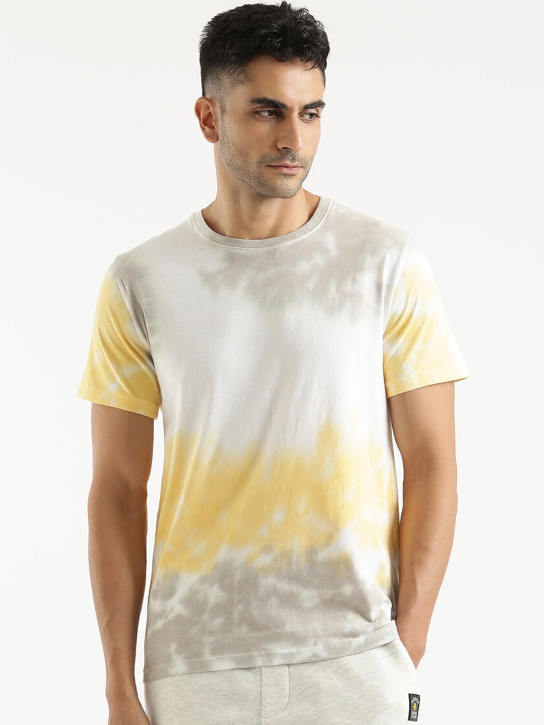 

WROGN Tie & Dyed Cotton Slim Fit T-shirt, Yellow