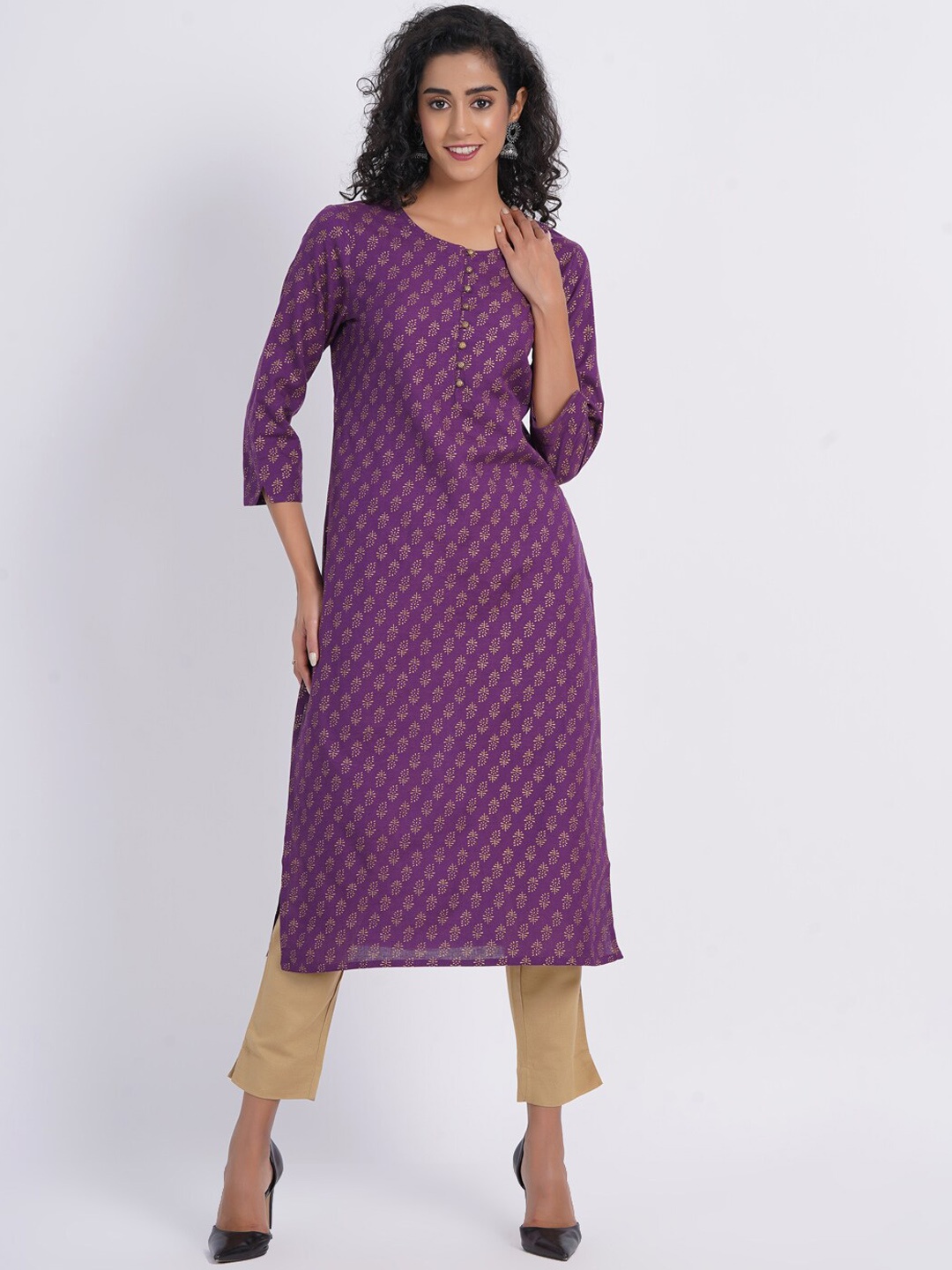 

SUTI Ethnic Motifs Printed Straight Kurta, Purple