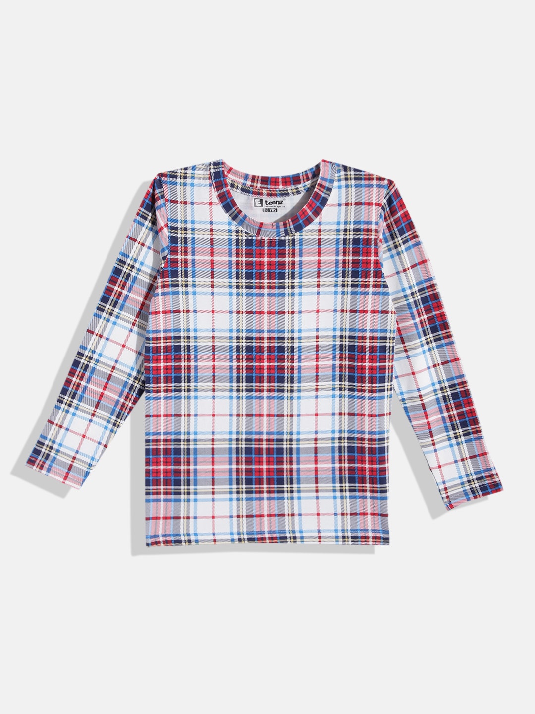 

Eteenz Boys Checked Premium Cotton T-shirt, White