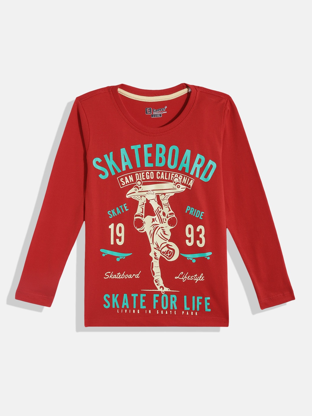 

Eteenz Boys Printed Premium Cotton T-shirt, Red