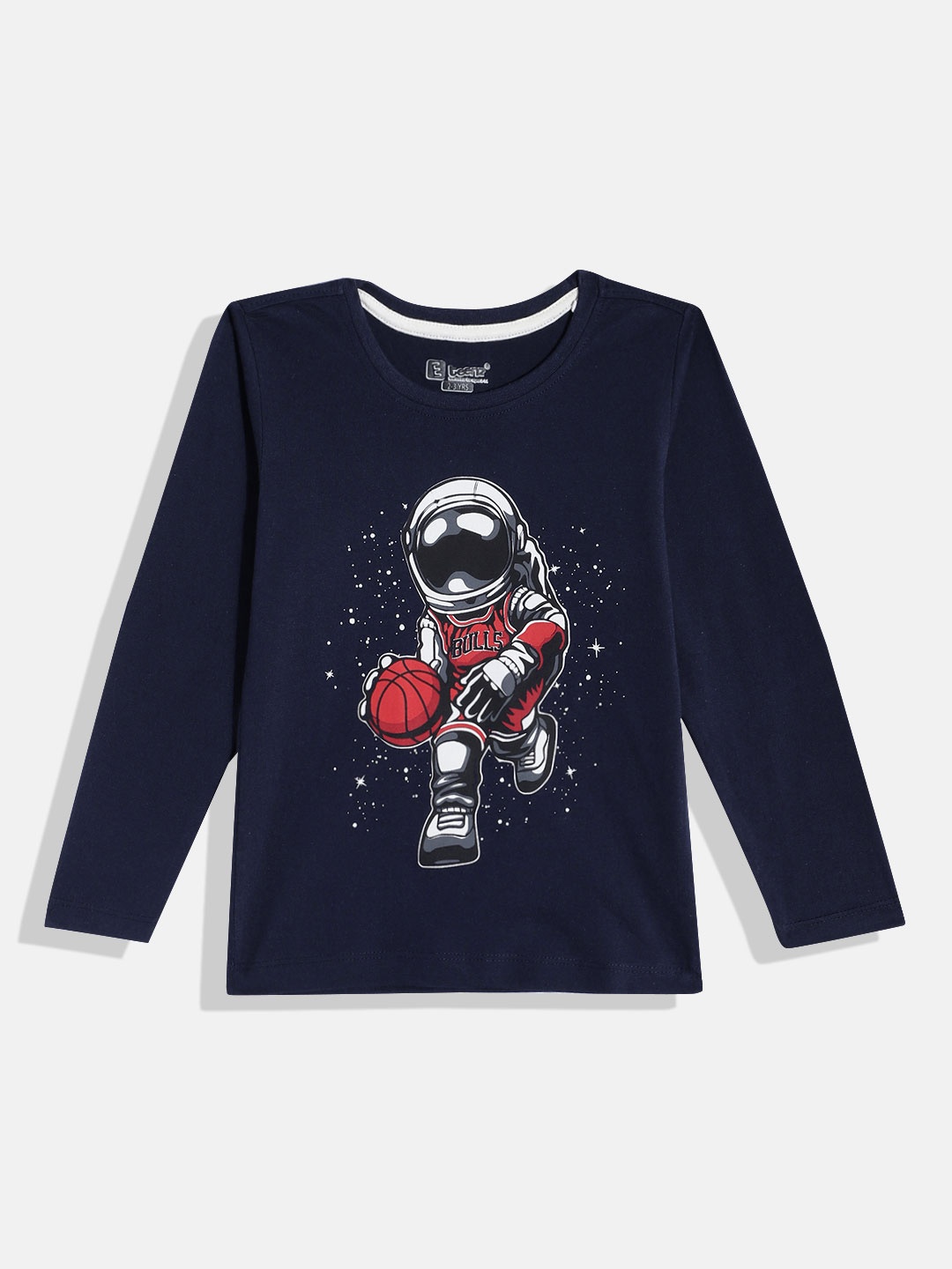 

Eteenz Boys Printed Premium Cotton T-shirt, Navy blue